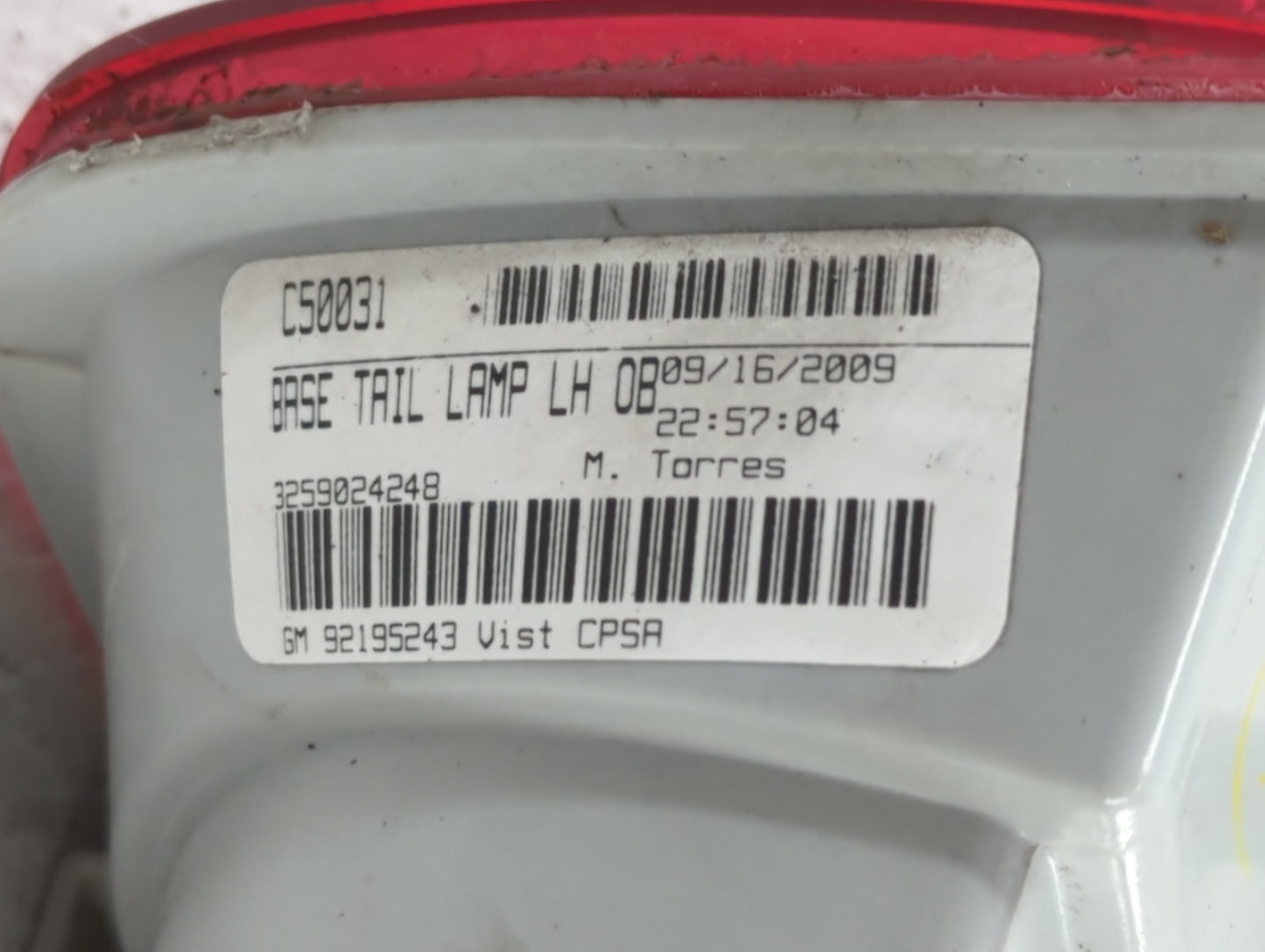 2012 Chevrolet Camaro Tail Light Assembly Passenger Right OEM P/N:92195243 92199773 Fits Fits 2010 2011 OEM Used Auto Parts 