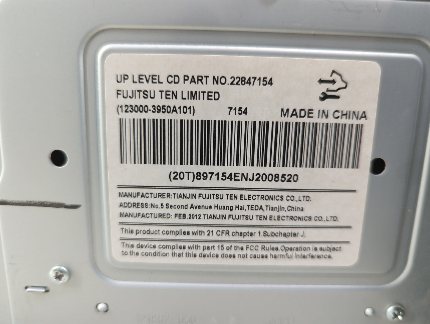2012 Chevrolet Captiva Sport Radio AM FM Cd Player Receiver Replacement P/N:22847154 123000-3950A101 Fits OEM Used Auto Part