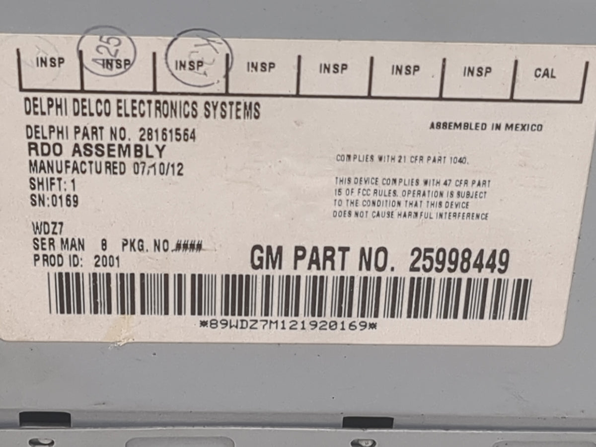 2005-2012 Chevrolet Colorado Radio AM FM Cd Player Receiver Replacement P/N:28161564 25998449 Fits OEM Used Auto Parts - Oem