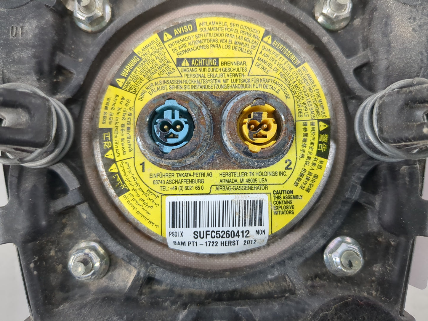 2011-2013 Chevrolet Cruze Air Bag Driver Left Steering Wheel Mounted P/N:95214734 Fits Fits 2011 2012 2013 OEM Used Auto Par