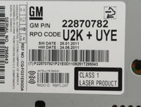 2011-2012 Chevrolet Cruze Radio AM FM Cd Player Receiver Replacement P/N:22870782 Fits Fits 2010 2011 2012 OEM Used Auto Par