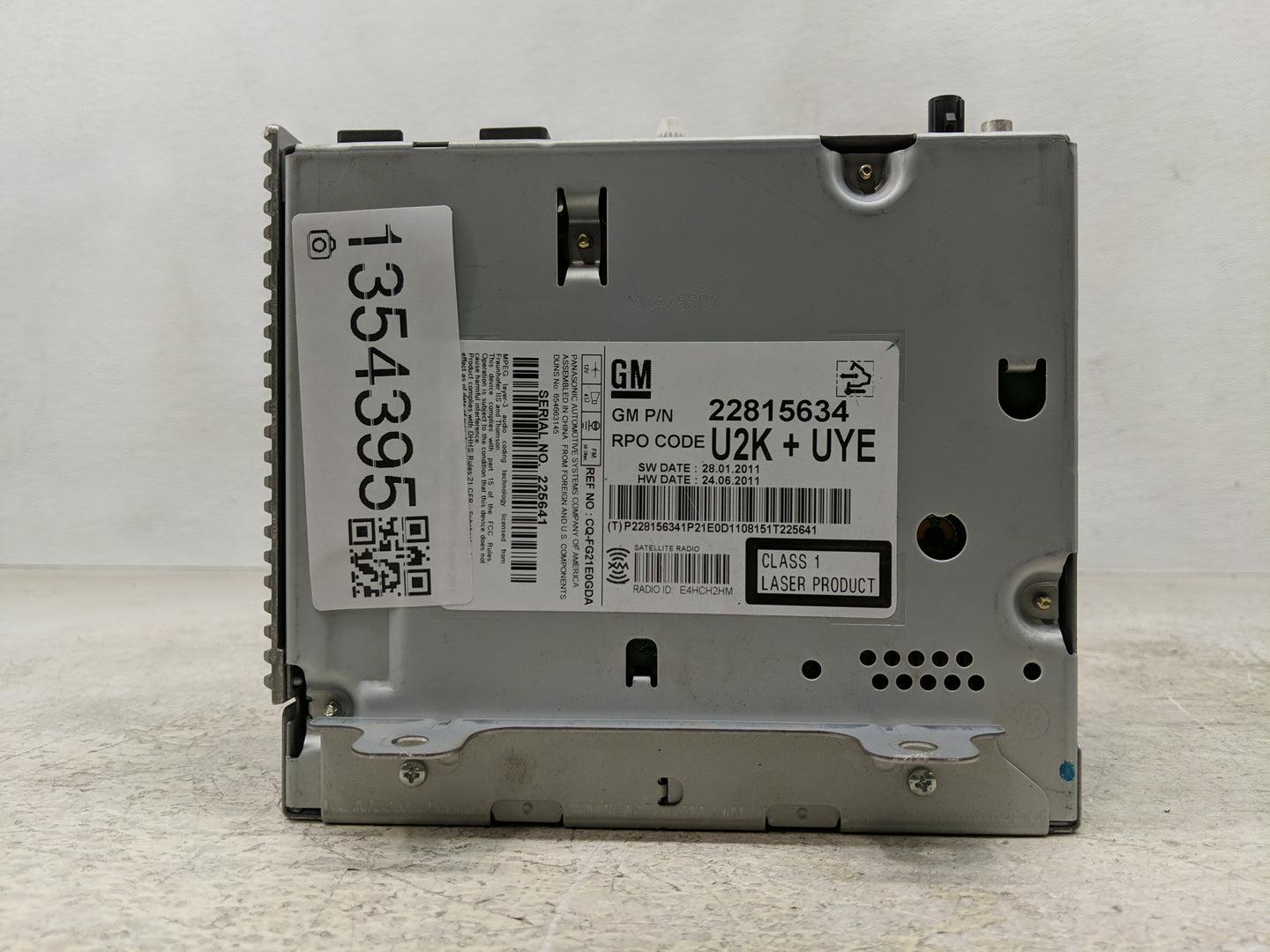 2012 Chevrolet Cruze Radio AM FM Cd Player Receiver Replacement P/N:22815634 Fits OEM Used Auto Parts - Oemusedautoparts1.co