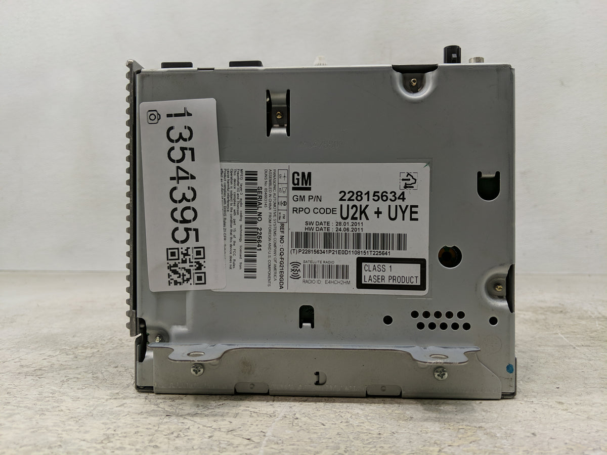2012 Chevrolet Cruze Radio AM FM Cd Player Receiver Replacement P/N:22815634 Fits OEM Used Auto Parts - Oemusedautoparts1.co