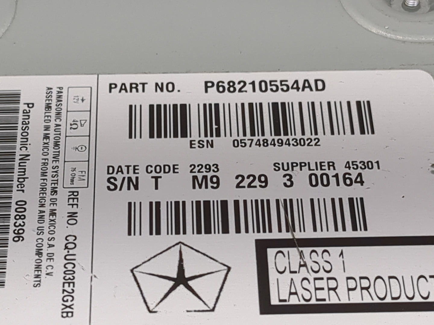 2012 Chevrolet Cruze Radio AM FM Cd Player Receiver Replacement P/N:P68210554AD CQ-UC03E2GXB, M4G410203G-00 Fits OEM Used Au