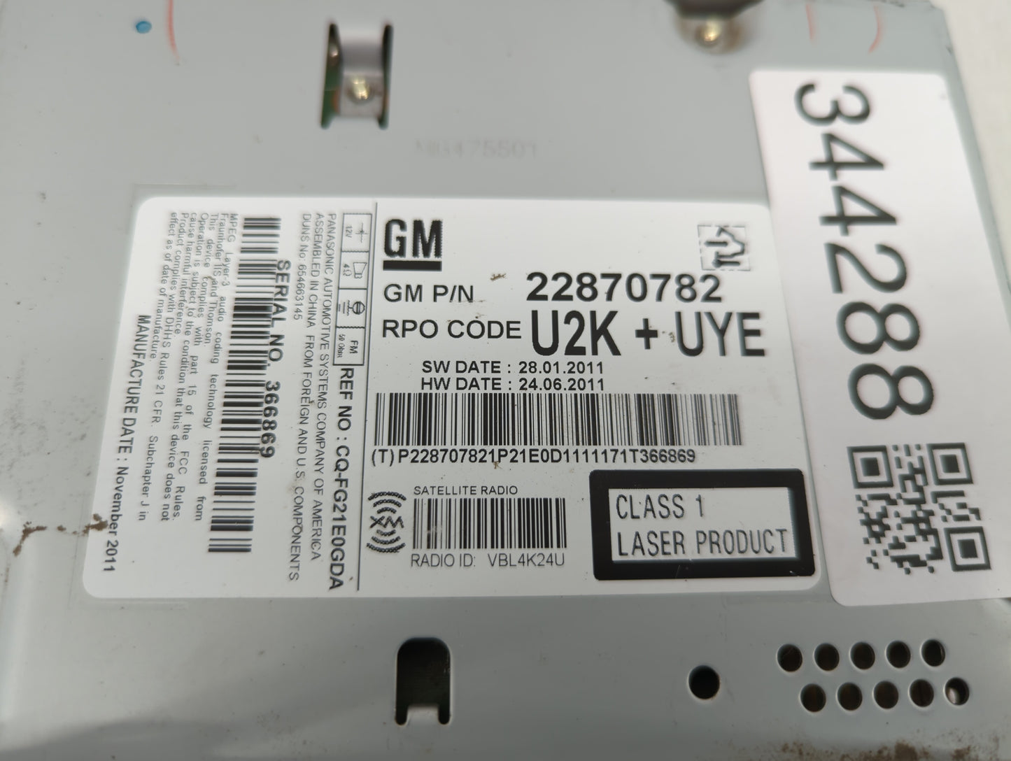 2012 Chevrolet Cruze Am Fm Cd Player Radio Receiver - Oemusedautoparts1.com