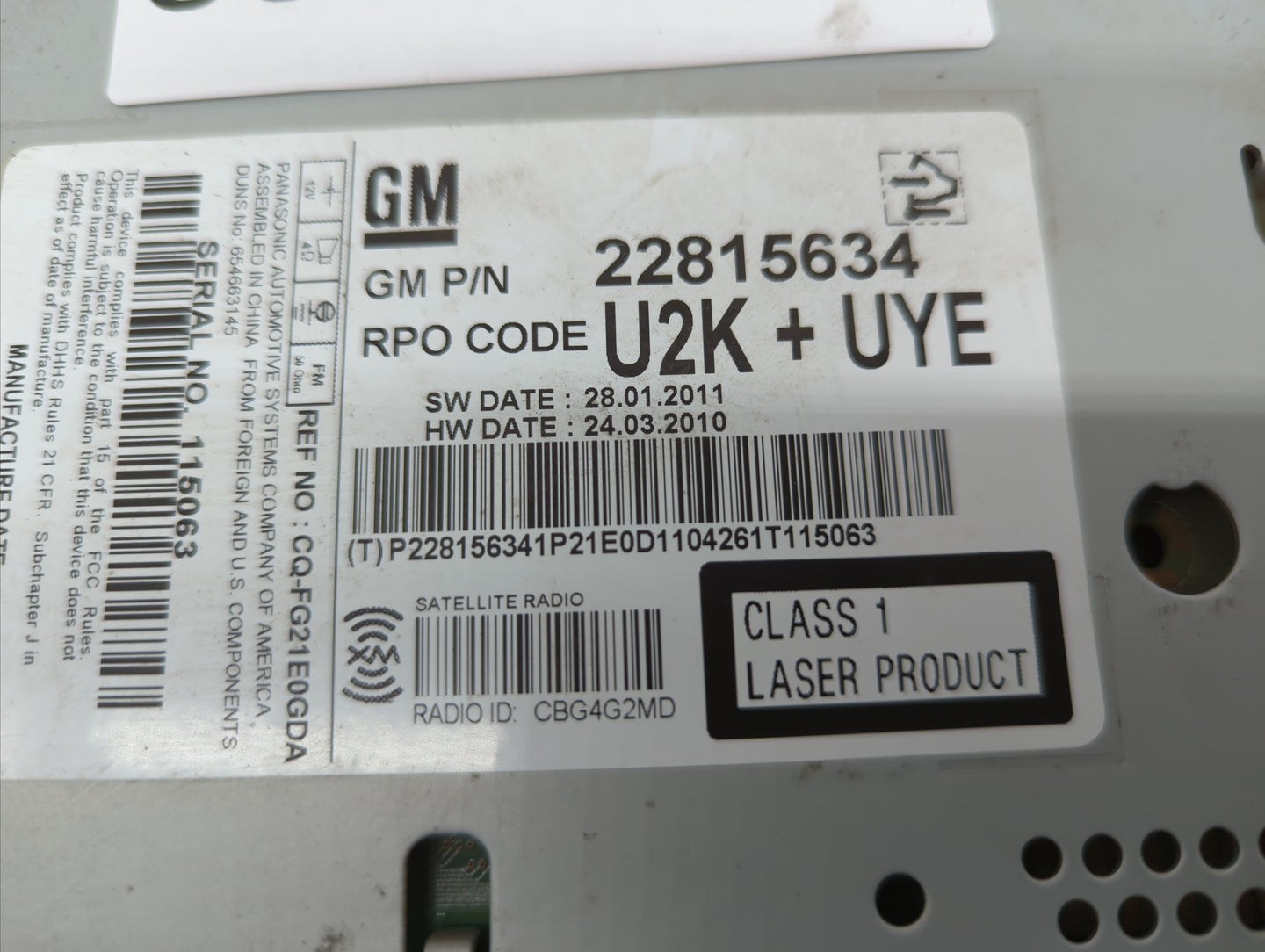 2012-2012 Chevrolet Cruze Am Fm Cd Player Radio Receiver - Oemusedautoparts1.com