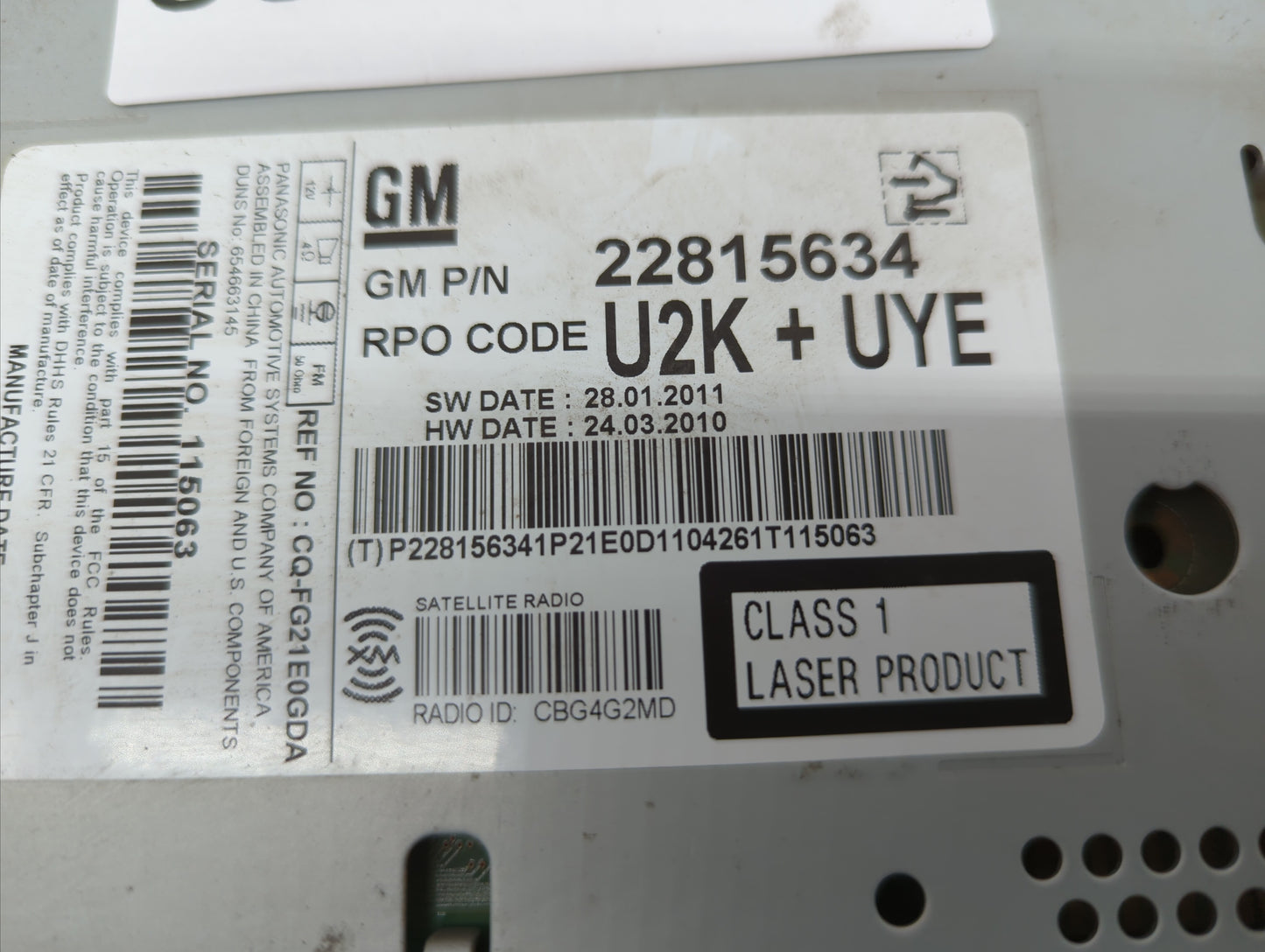 2012-2012 Chevrolet Cruze Am Fm Cd Player Radio Receiver - Oemusedautoparts1.com