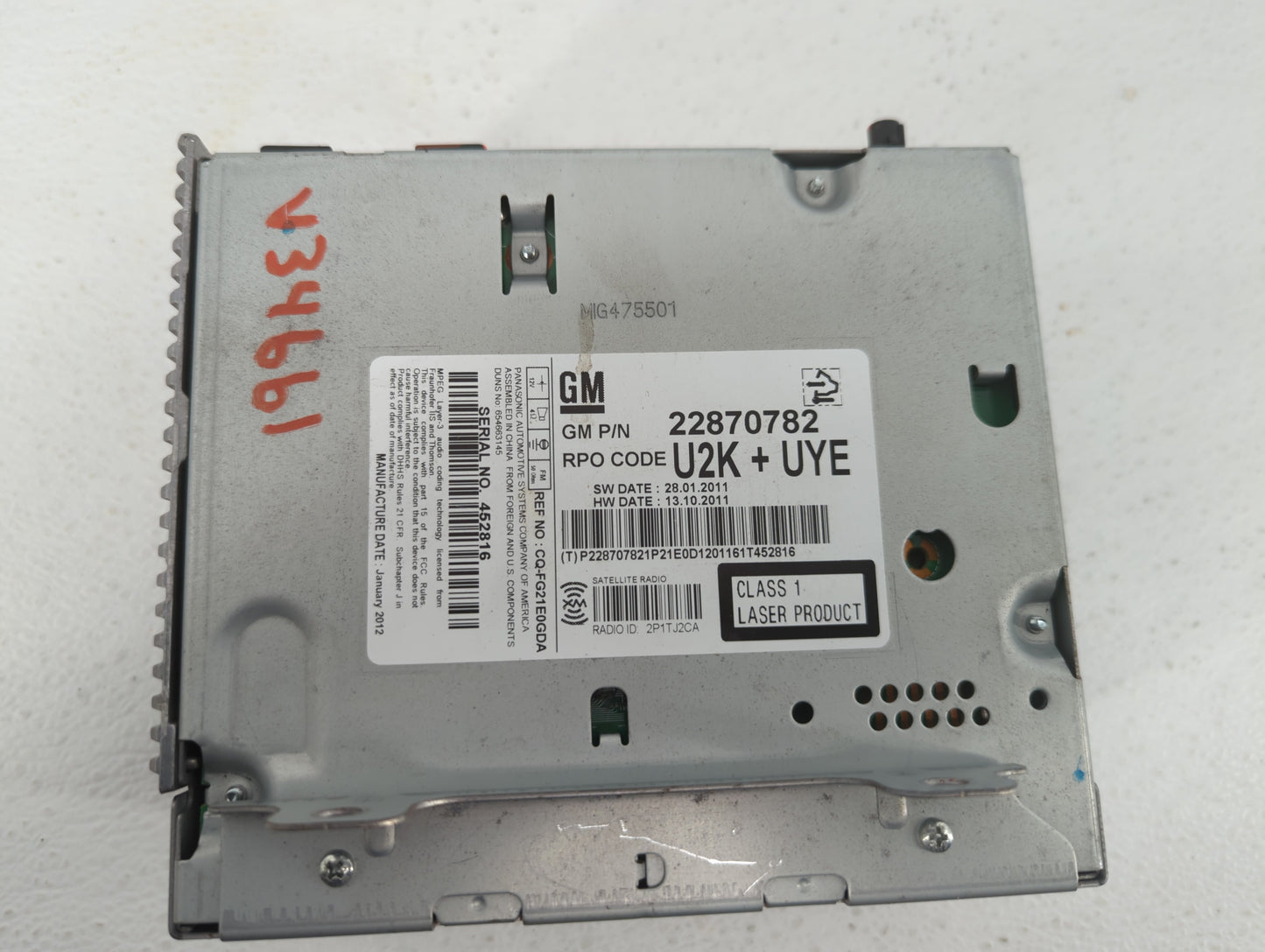 2011-2012 Chevrolet Cruze Am Fm Cd Player Radio Receiver - Oemusedautoparts1.com