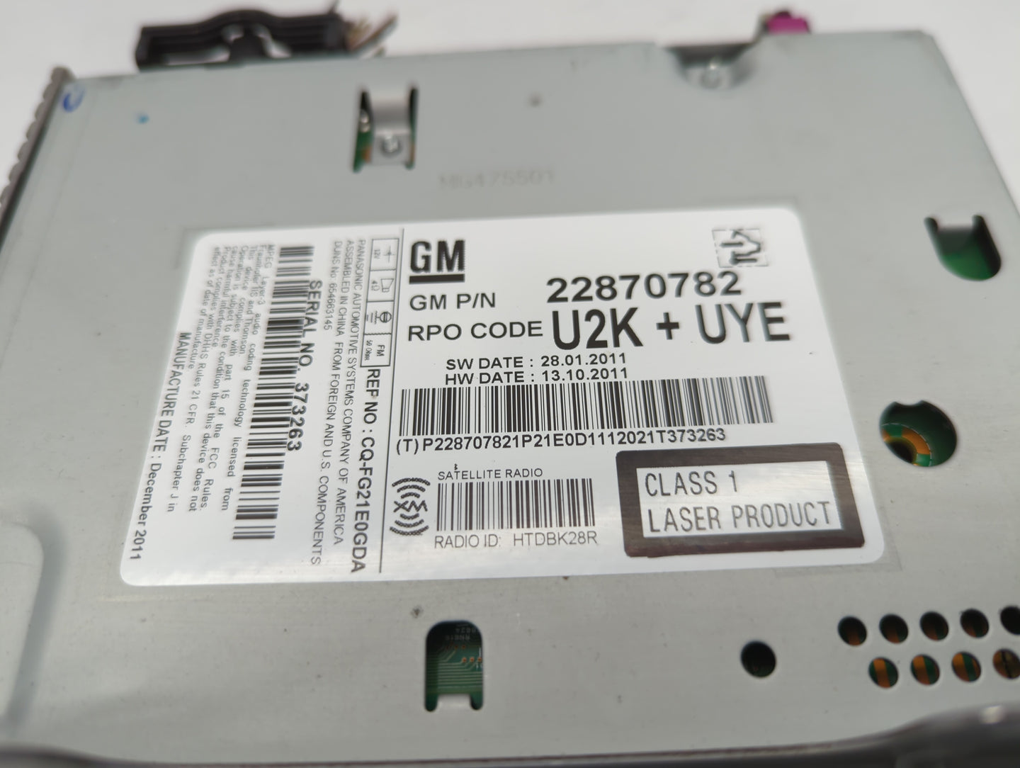 2012 Chevrolet Cruze Radio AM FM Cd Player Receiver Replacement P/N:22870781 22870782 Fits OEM Used Auto Parts - Oemusedauto