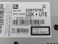 2011-2012 Chevrolet Cruze Radio AM FM Cd Player Receiver Replacement P/N:22870782 Fits Fits 2010 2011 2012 OEM Used Auto Par