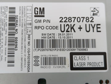 2011-2012 Chevrolet Cruze Am Fm Cd Player Radio Receiver - Oemusedautoparts1.com