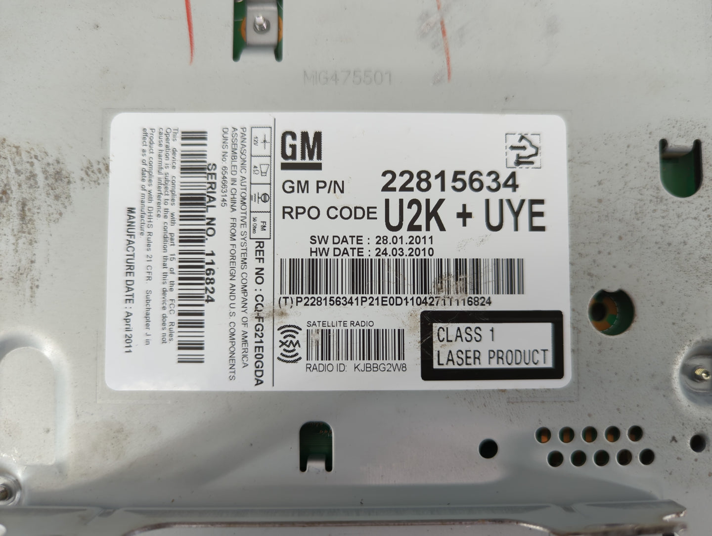 2012-2012 Chevrolet Cruze Am Fm Cd Player Radio Receiver - Oemusedautoparts1.com