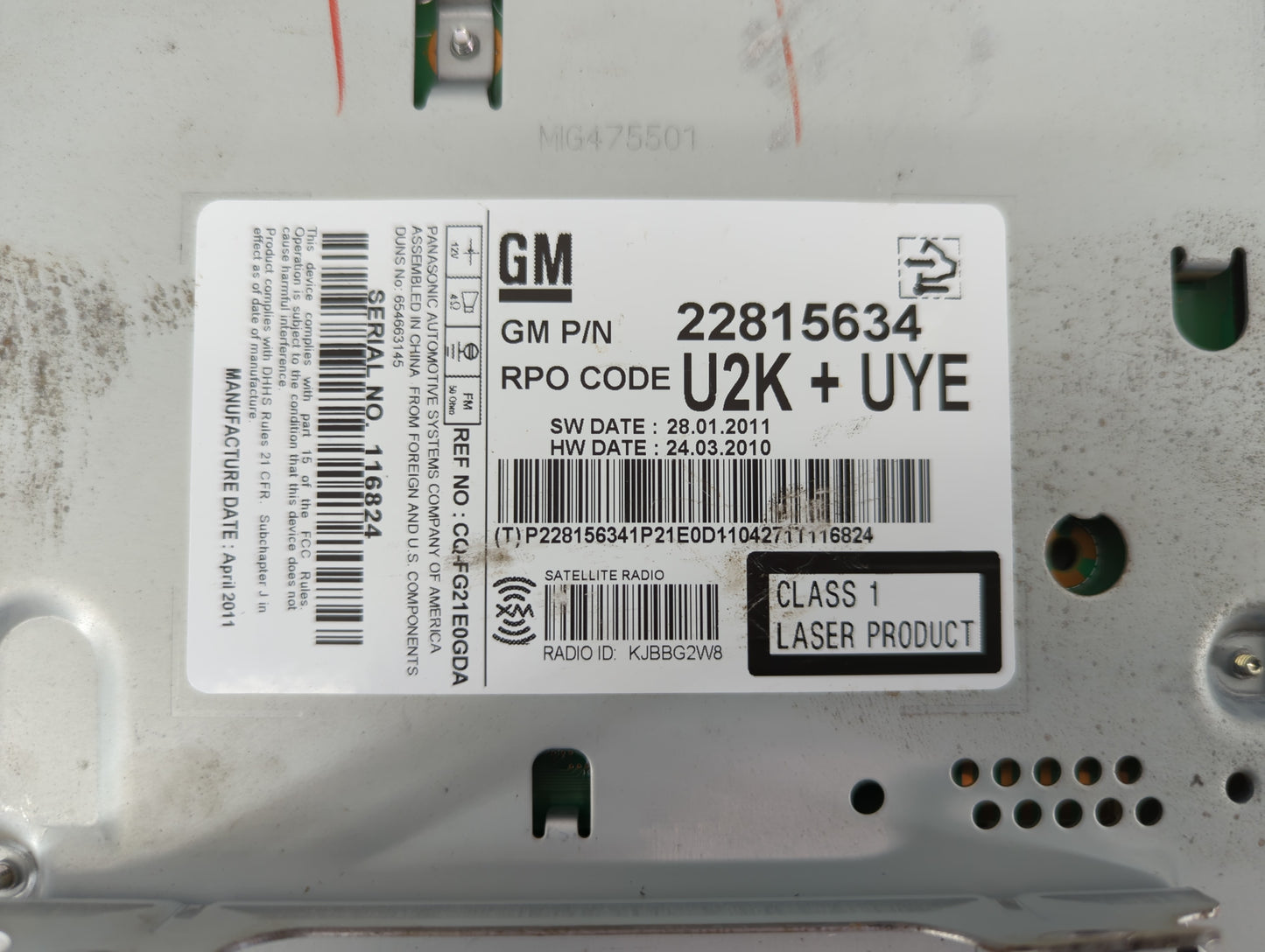 2012-2012 Chevrolet Cruze Am Fm Cd Player Radio Receiver - Oemusedautoparts1.com