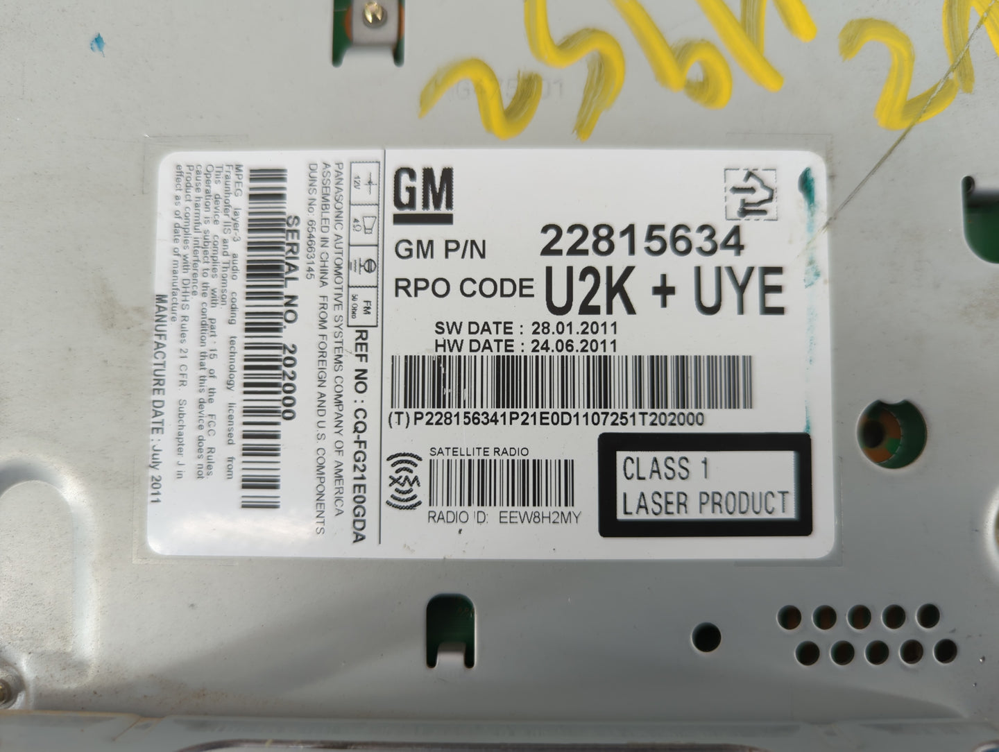 2012-2012 Chevrolet Cruze Am Fm Cd Player Radio Receiver - Oemusedautoparts1.com