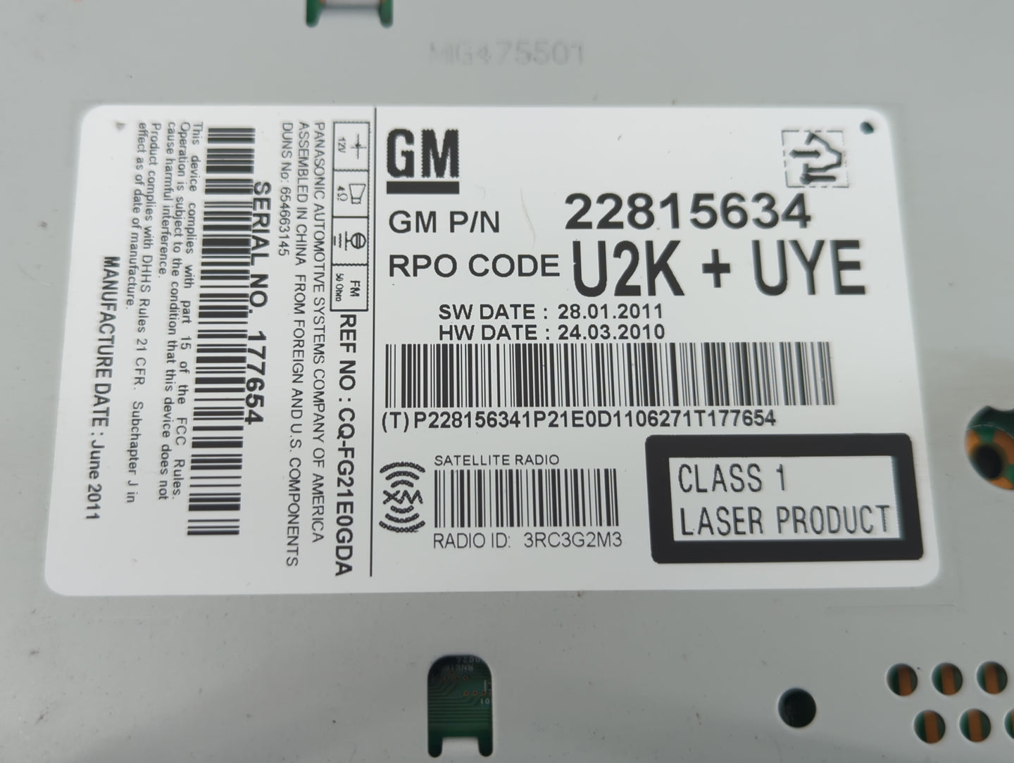 2012-2012 Chevrolet Cruze Am Fm Cd Player Radio Receiver - Oemusedautoparts1.com