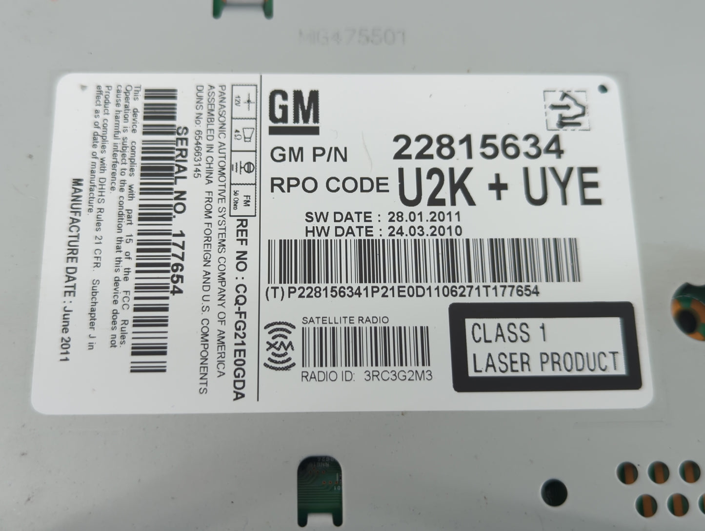 2012-2012 Chevrolet Cruze Am Fm Cd Player Radio Receiver - Oemusedautoparts1.com