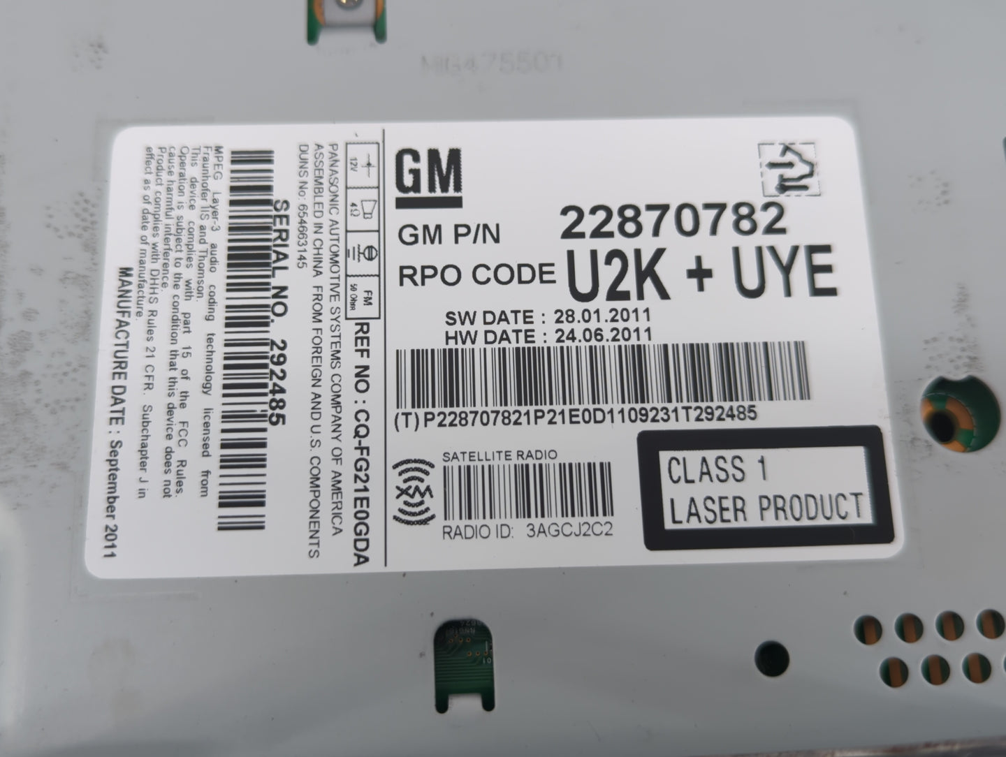 2012-2012 Chevrolet Cruze Am Fm Cd Player Radio Receiver - Oemusedautoparts1.com