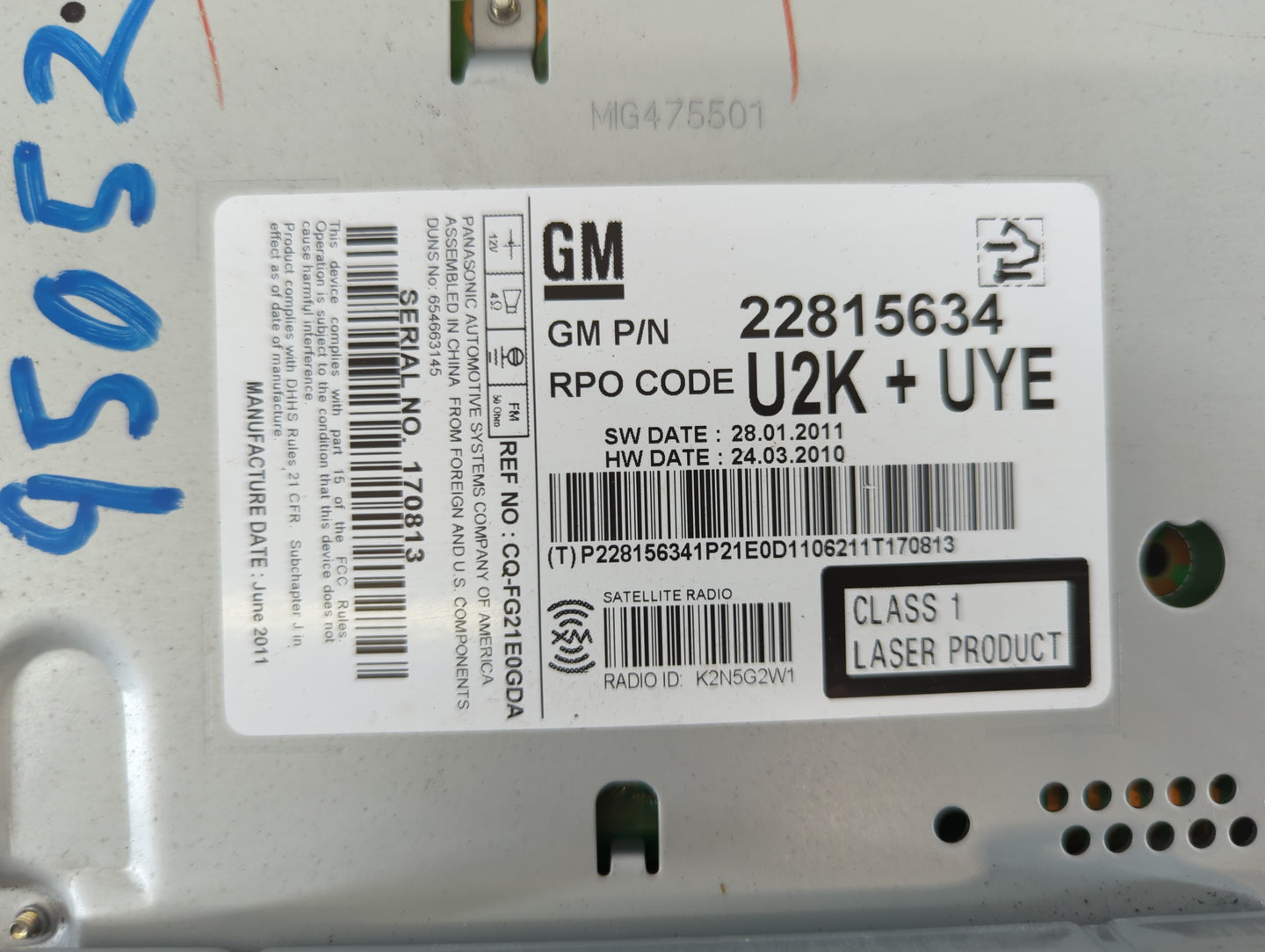 2012-2012 Chevrolet Cruze Am Fm Cd Player Radio Receiver - Oemusedautoparts1.com