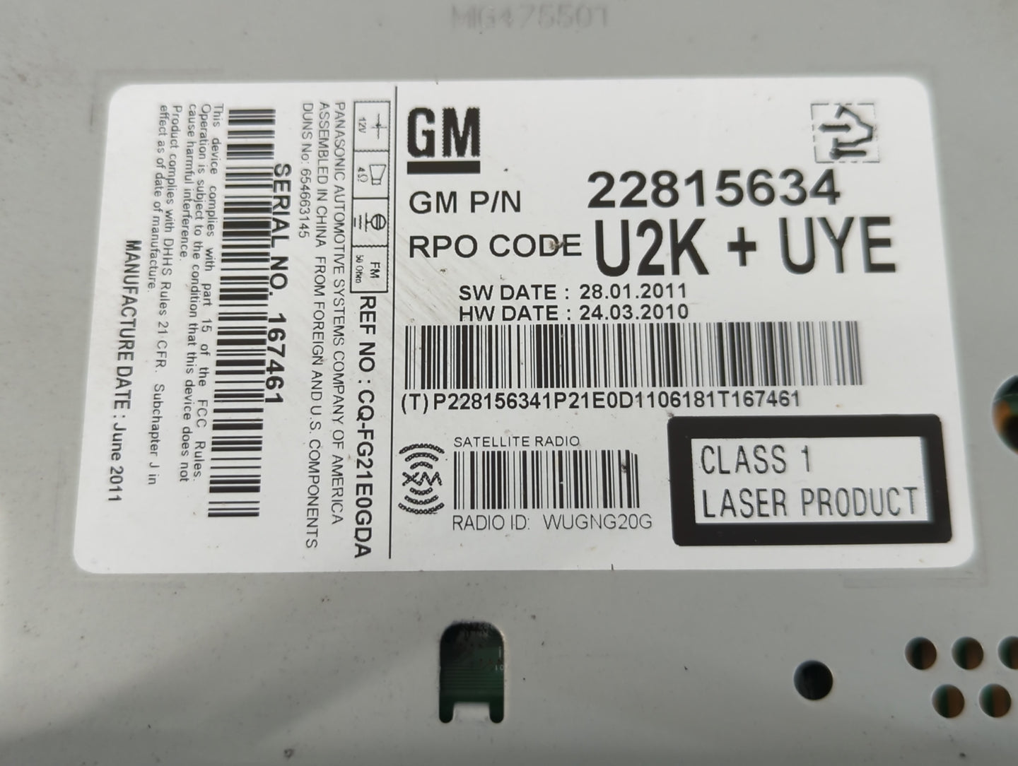 2012 Chevrolet Cruze Radio AM FM Cd Player Receiver Replacement P/N:22815634 Fits OEM Used Auto Parts - Oemusedautoparts1.co