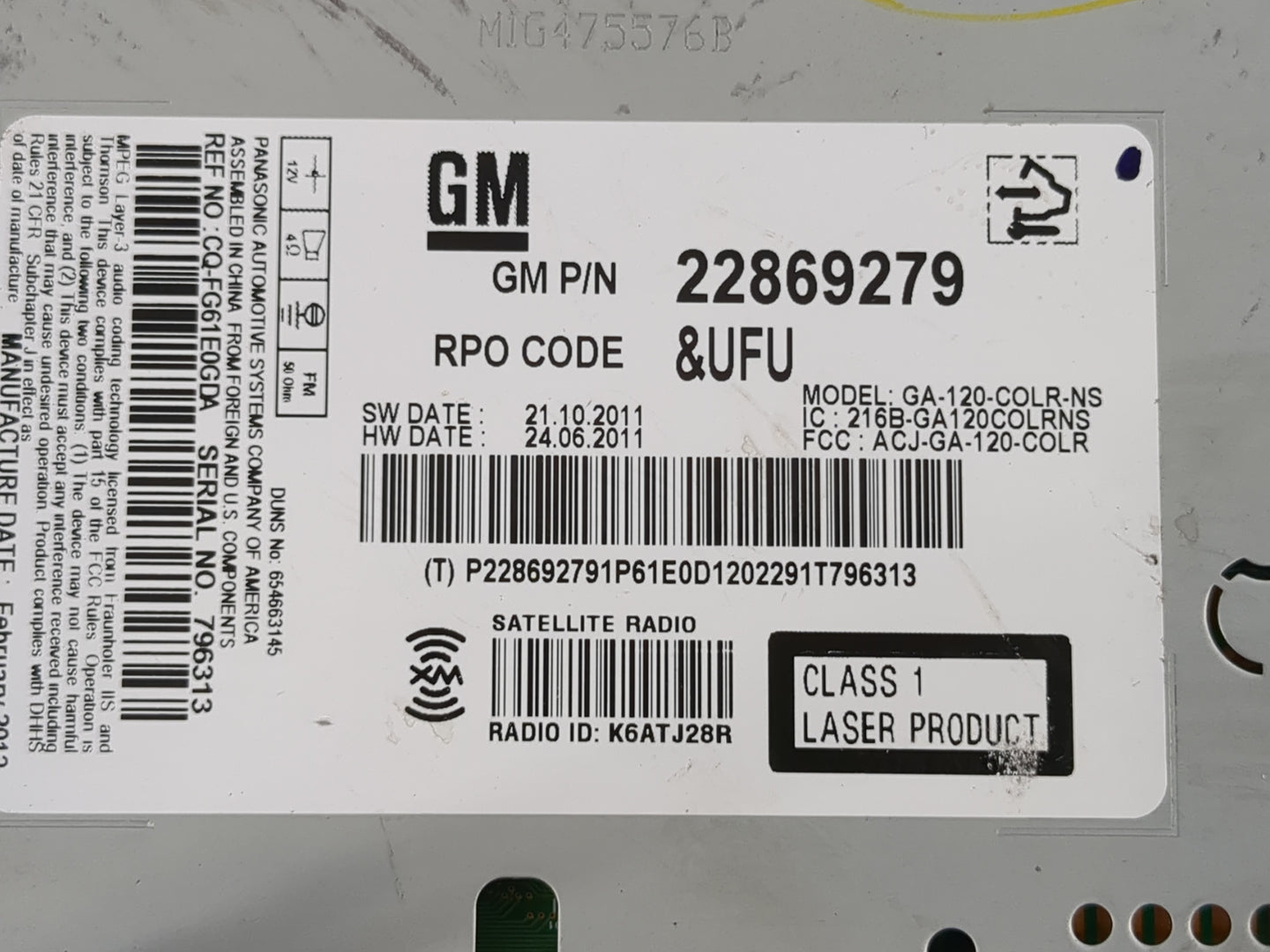 2012 Chevrolet Equinox Radio AM FM Cd Player Receiver Replacement P/N:22869279 Fits OEM Used Auto Parts - Oemusedautoparts1.