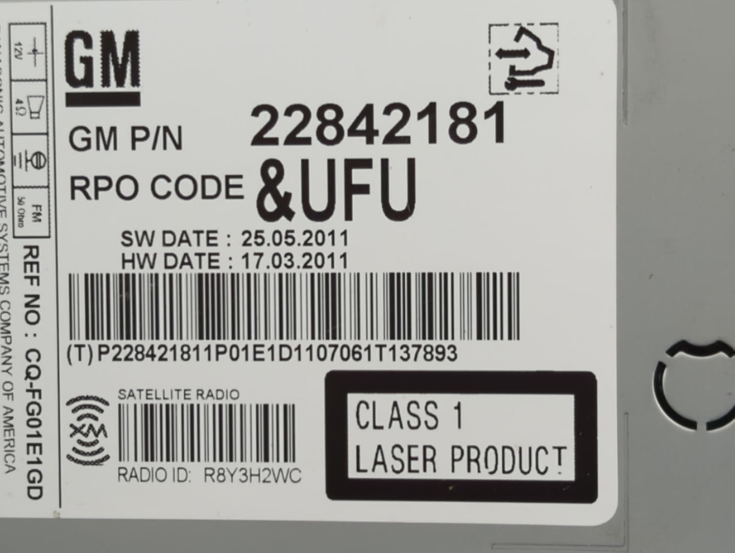 2012 Chevrolet Equinox Radio AM FM Cd Player Receiver Replacement P/N:22842181 Fits OEM Used Auto Parts - Oemusedautoparts1.