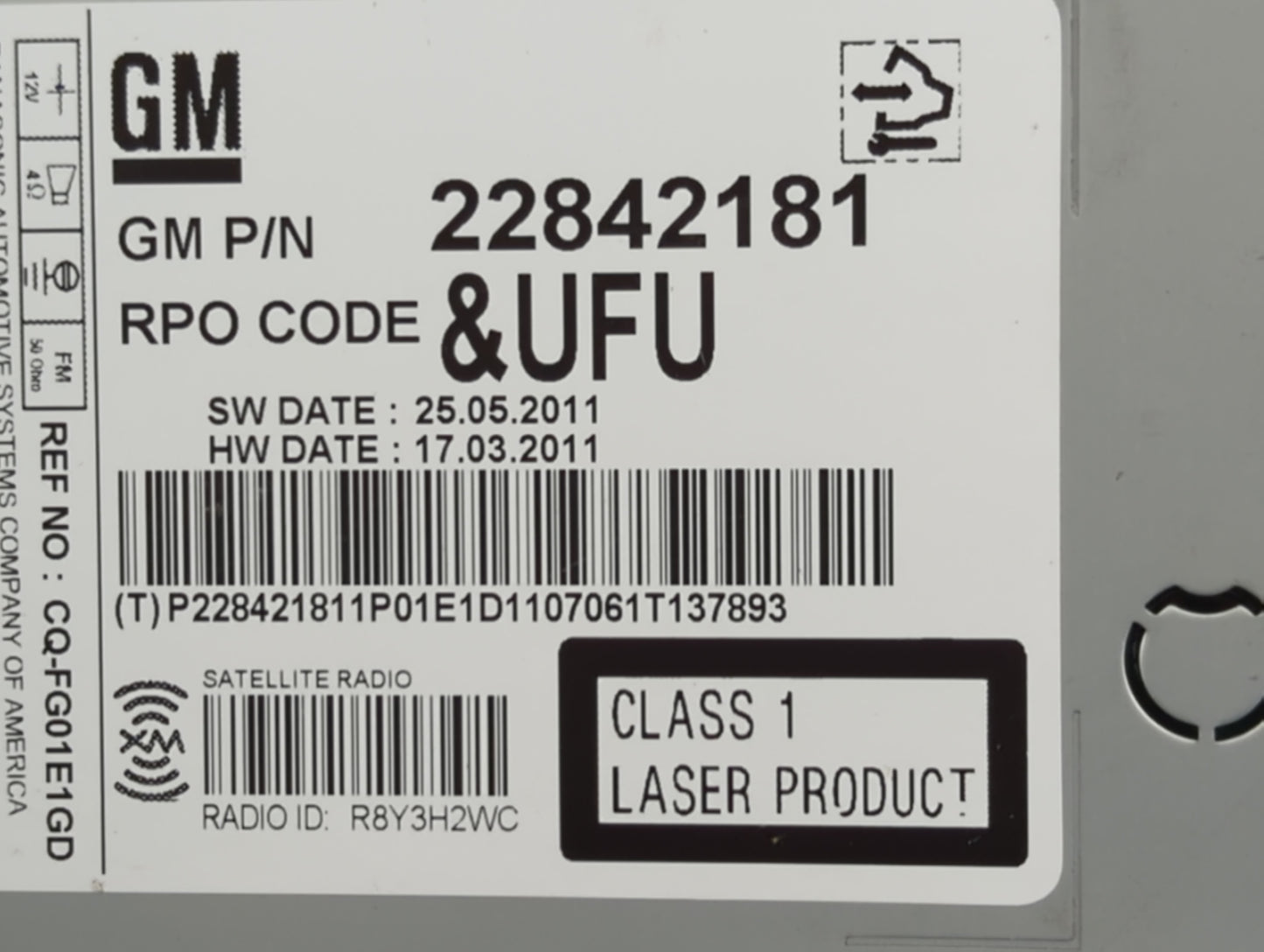 2012 Chevrolet Equinox Radio AM FM Cd Player Receiver Replacement P/N:22842181 Fits OEM Used Auto Parts - Oemusedautoparts1.