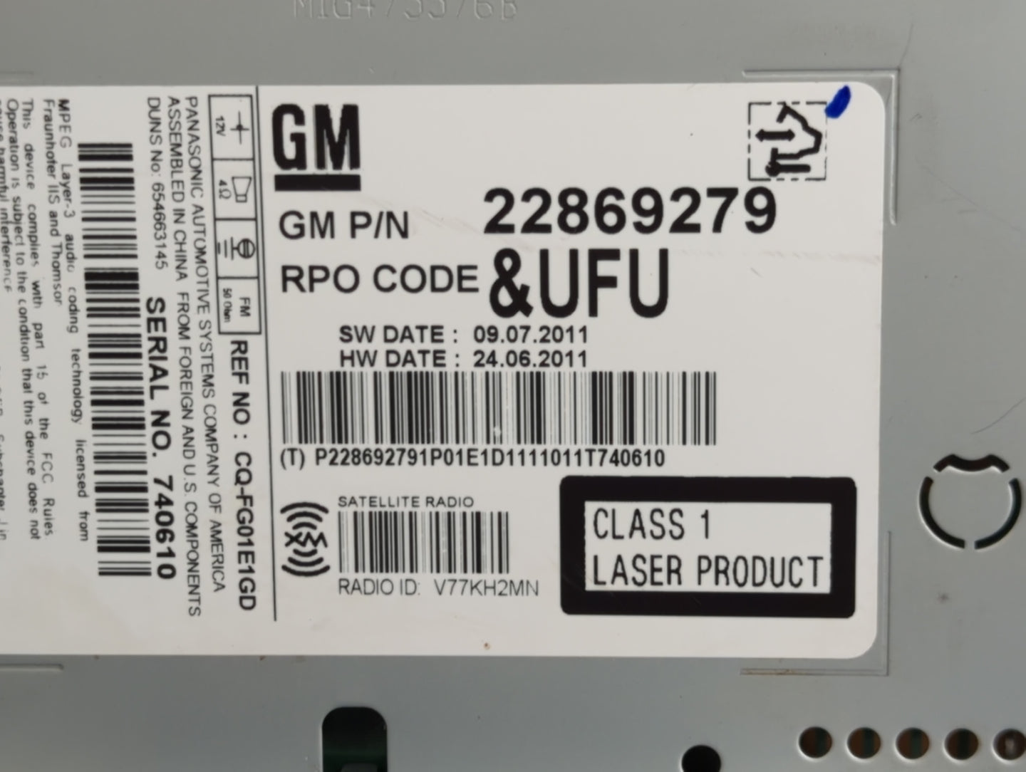 2012 Chevrolet Equinox Radio AM FM Cd Player Receiver Replacement P/N:22869279 Fits OEM Used Auto Parts - Oemusedautoparts1.