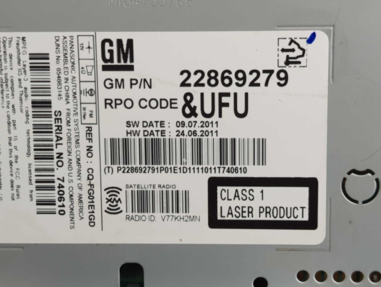2012 Chevrolet Equinox Radio AM FM Cd Player Receiver Replacement P/N:22869279 Fits OEM Used Auto Parts - Oemusedautoparts1.
