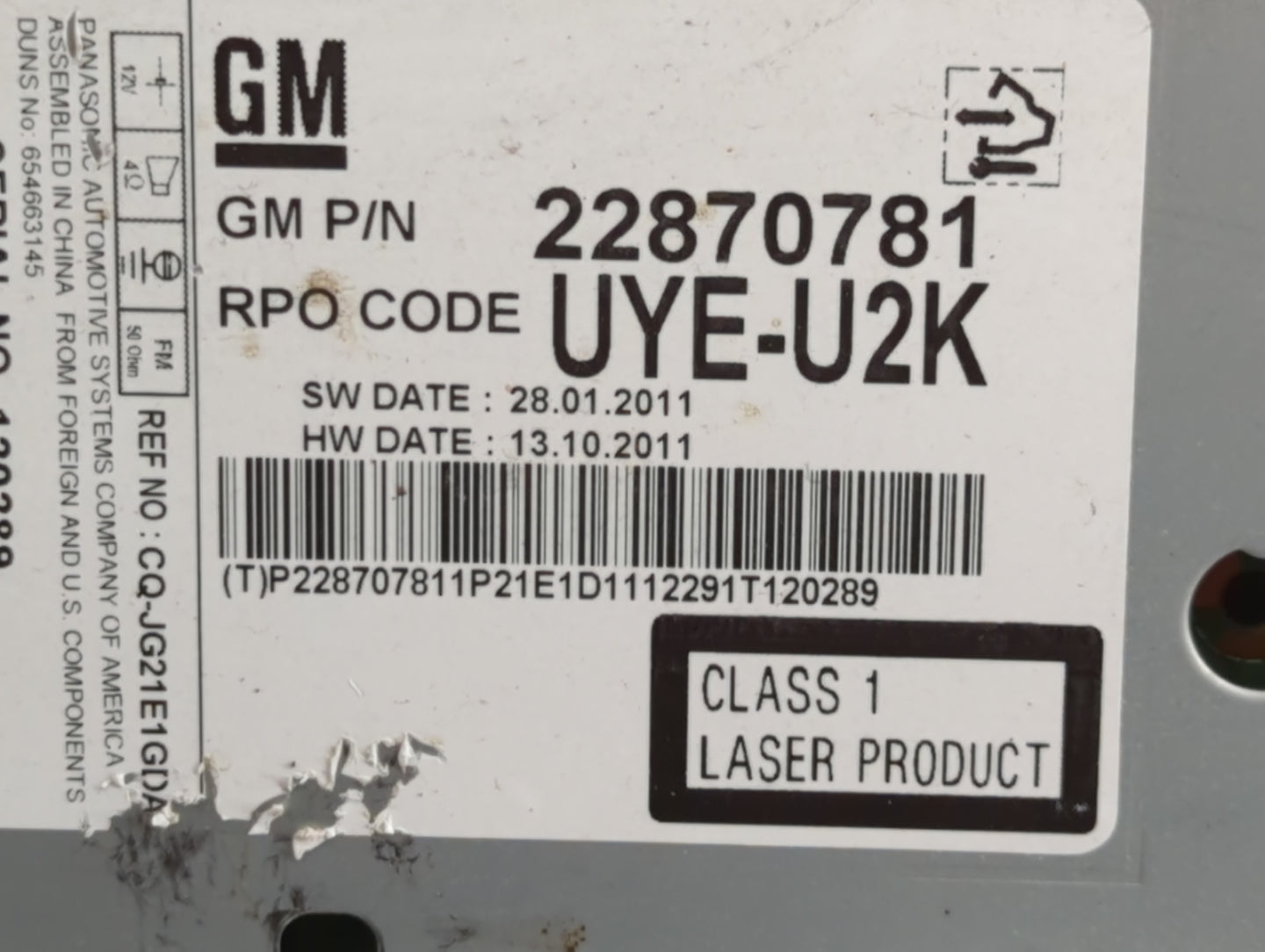 2012 Chevrolet Equinox Radio AM FM Cd Player Receiver Replacement P/N:22870781 Fits OEM Used Auto Parts - Oemusedautoparts1.