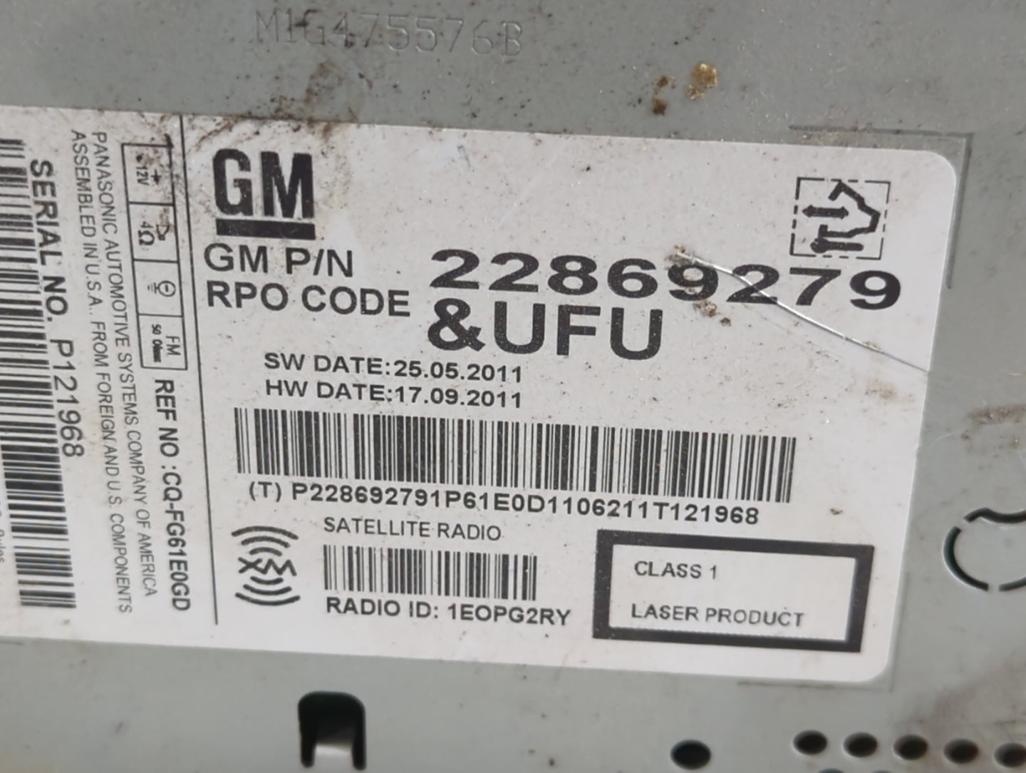 2012 Chevrolet Equinox Radio AM FM Cd Player Receiver Replacement P/N:22869279 Fits OEM Used Auto Parts - Oemusedautoparts1.