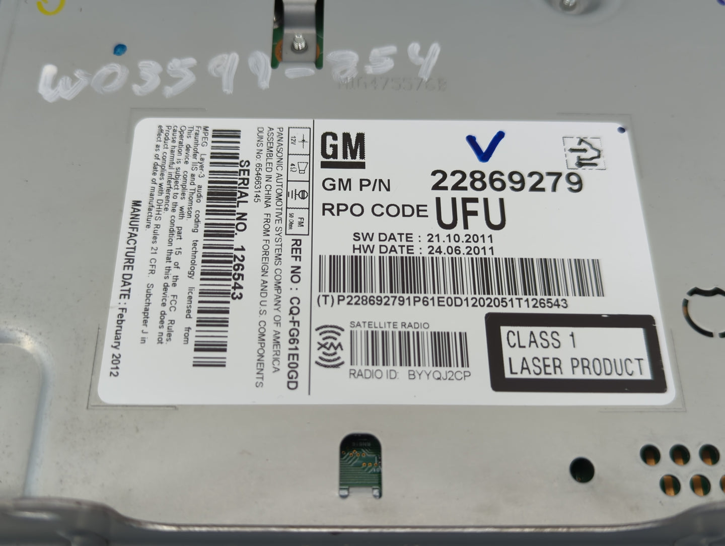 2012 Chevrolet Equinox Radio AM FM Cd Player Receiver Replacement P/N:22869279 Fits OEM Used Auto Parts - Oemusedautoparts1.