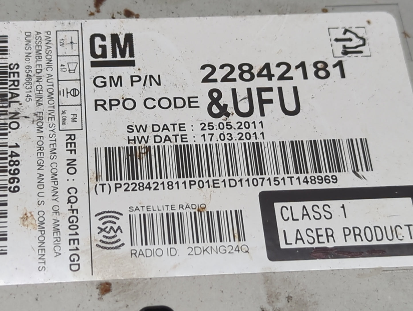 2012 Chevrolet Equinox Radio AM FM Cd Player Receiver Replacement P/N:22842181 Fits OEM Used Auto Parts - Oemusedautoparts1.