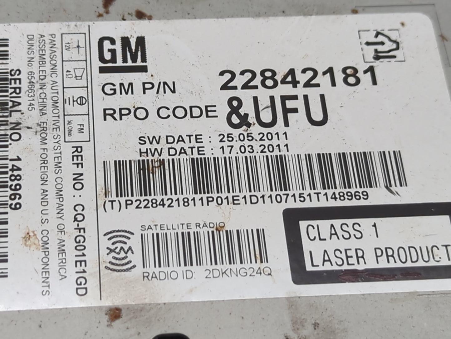 2012 Chevrolet Equinox Radio AM FM Cd Player Receiver Replacement P/N:22842181 Fits OEM Used Auto Parts - Oemusedautoparts1.