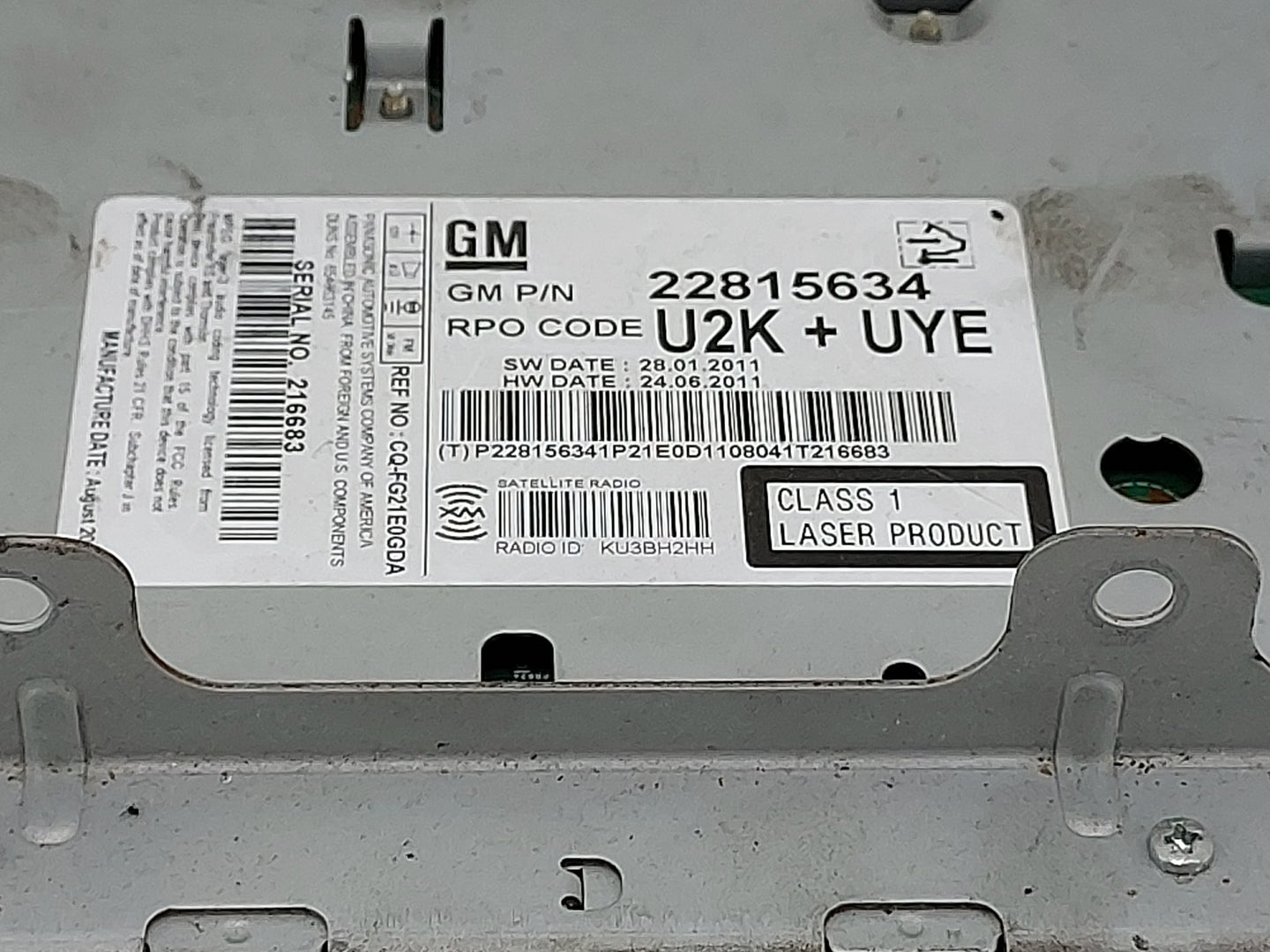 2012 Chevrolet Equinox Radio AM FM Cd Player Receiver Replacement P/N:22815634 CQ-FG21E0GDA Fits OEM Used Auto Parts - Oemus