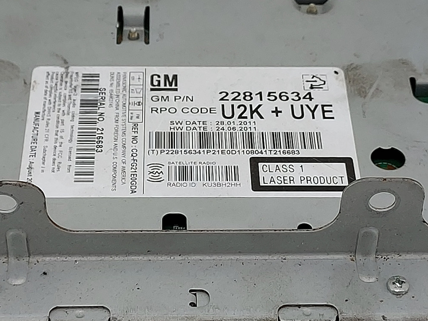 2012 Chevrolet Equinox Radio AM FM Cd Player Receiver Replacement P/N:22815634 CQ-FG21E0GDA Fits OEM Used Auto Parts - Oemus