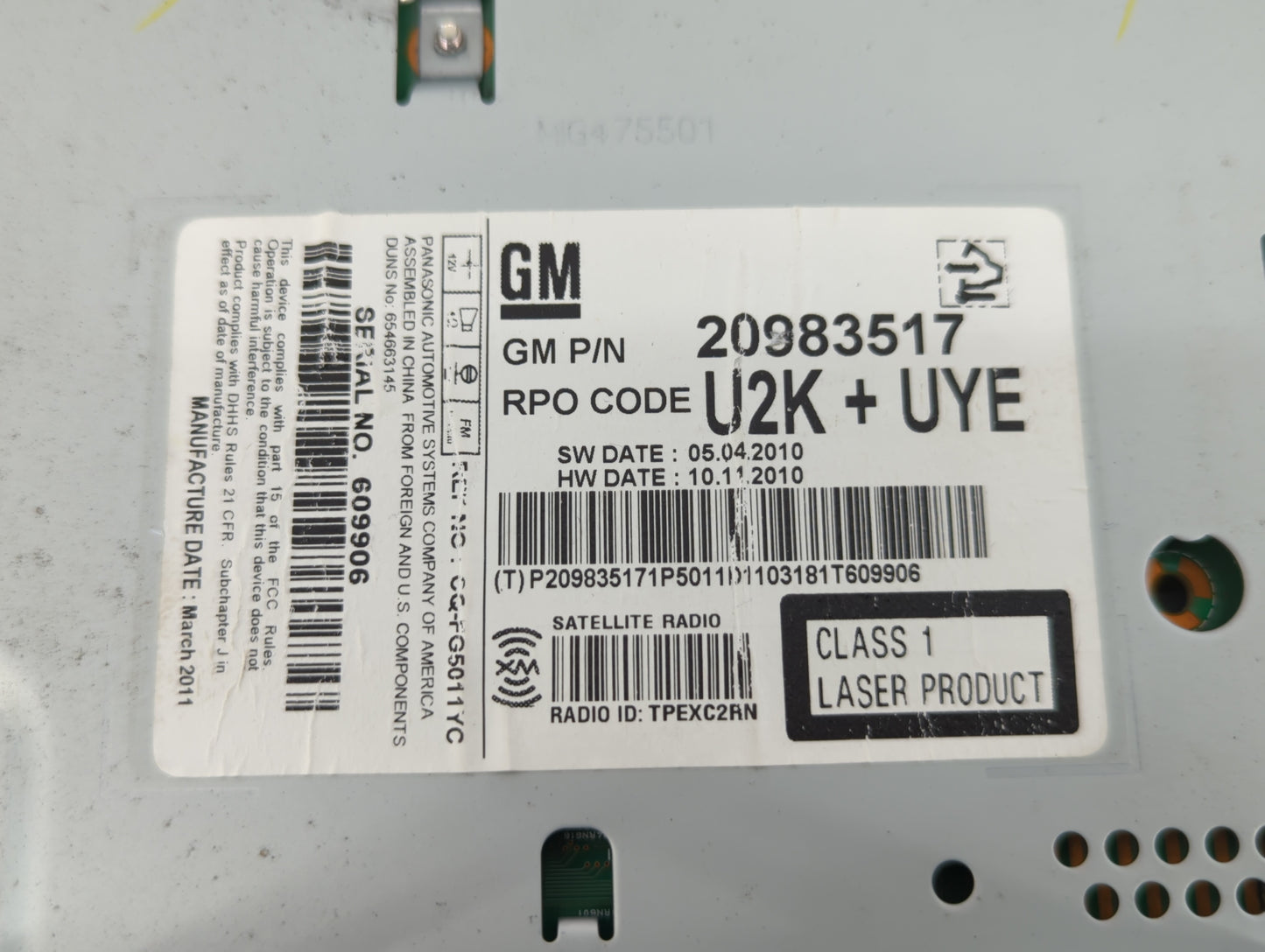 2011-2012 Chevrolet Equinox Am Fm Cd Player Radio Receiver - Oemusedautoparts1.com