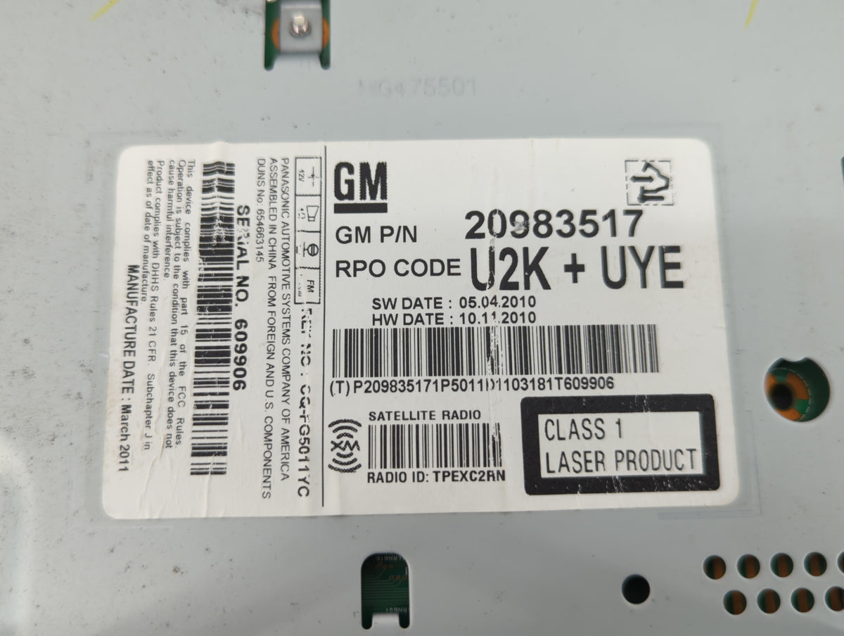 2011-2012 Chevrolet Equinox Am Fm Cd Player Radio Receiver 510396 - Oemusedautoparts1.com