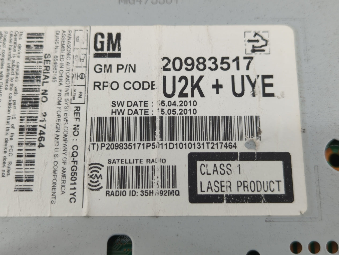 2011-2012 Chevrolet Equinox Am Fm Cd Player Radio Receiver - Oemusedautoparts1.com