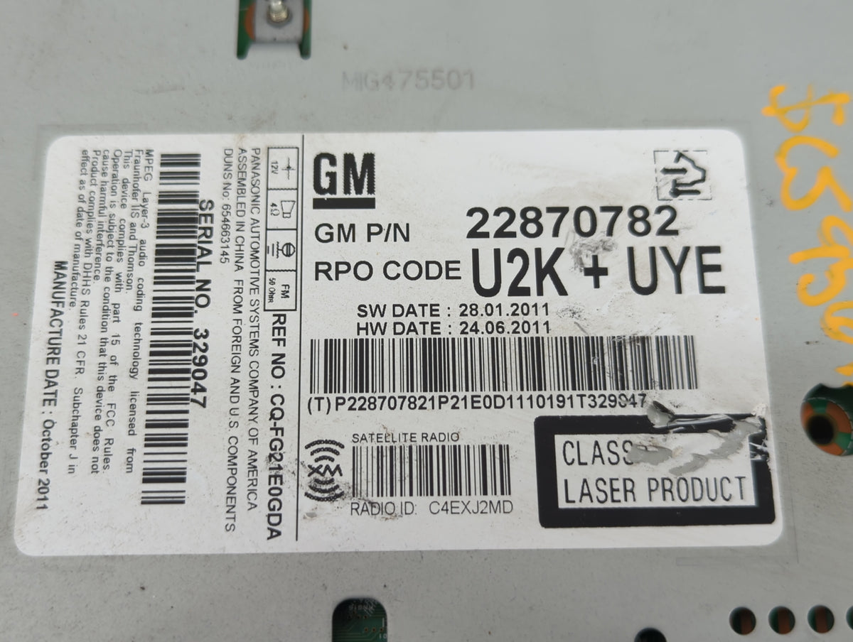 2011-2012 Chevrolet Equinox Am Fm Cd Player Radio Receiver 510925 - Oemusedautoparts1.com