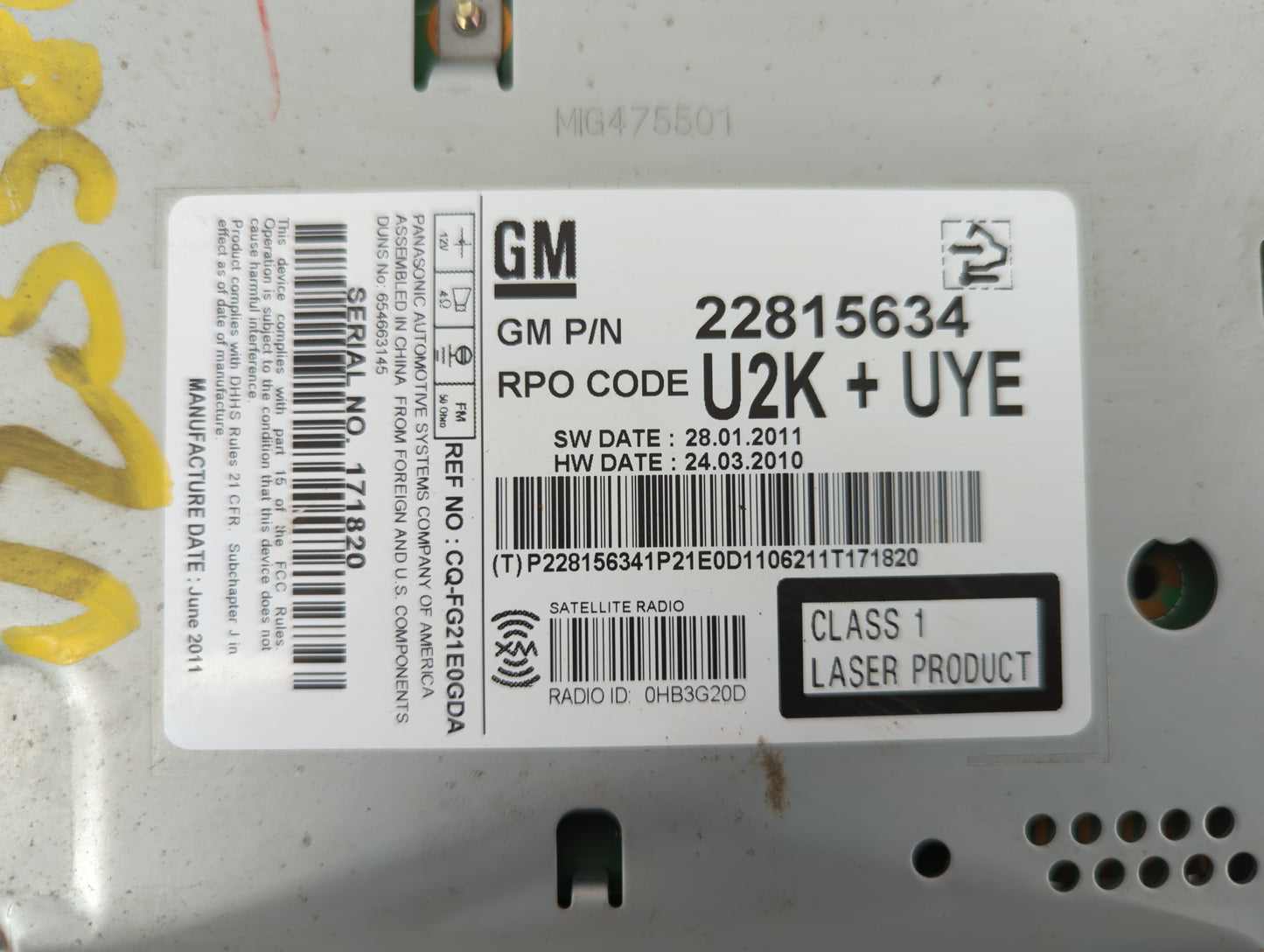 2012-2012 Chevrolet Equinox Am Fm Cd Player Radio Receiver - Oemusedautoparts1.com