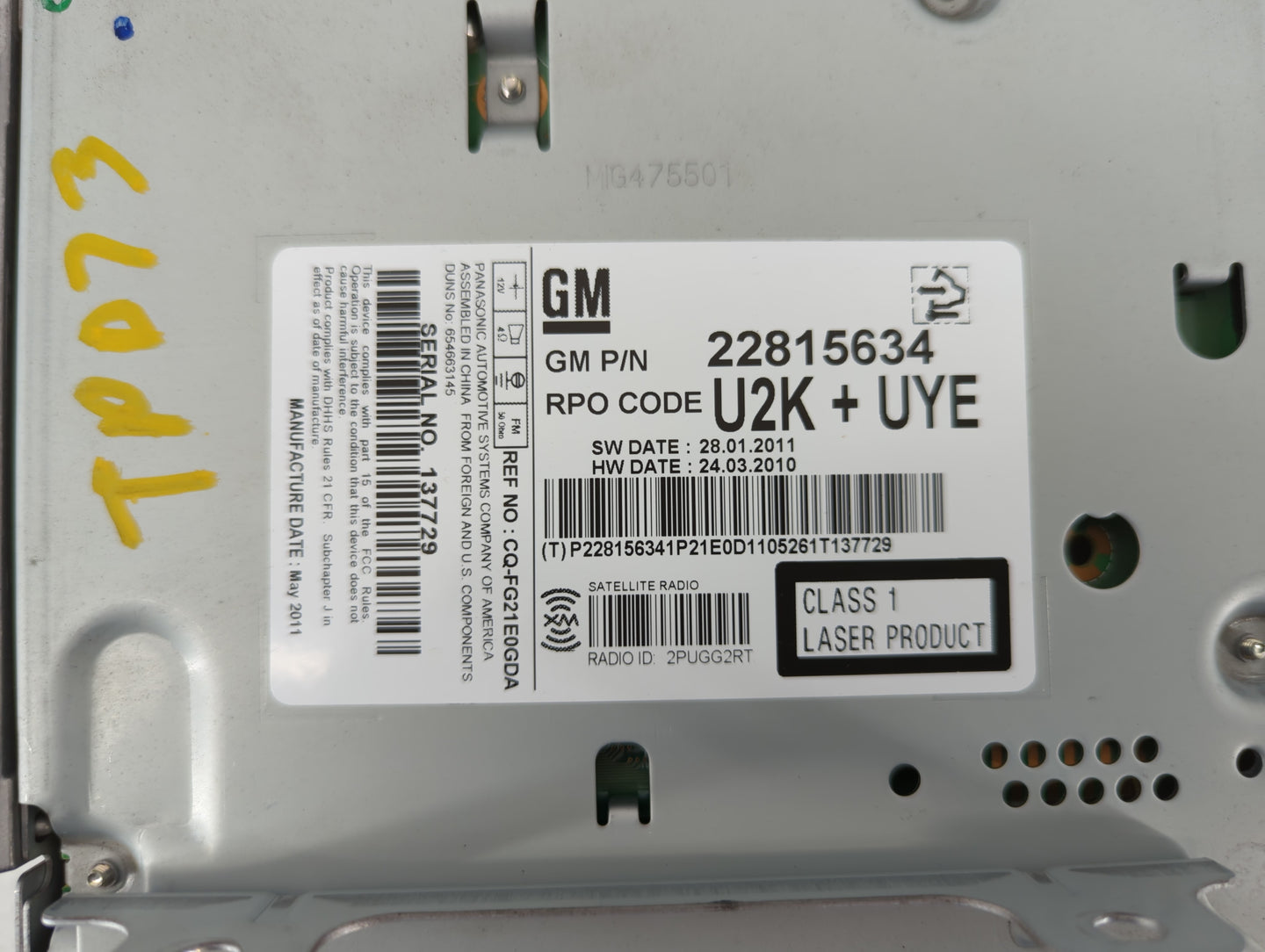 2012-2012 Chevrolet Equinox Am Fm Cd Player Radio Receiver - Oemusedautoparts1.com