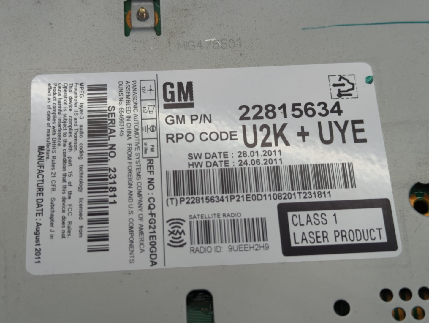 2012 Chevrolet Equinox Radio AM FM Cd Player Receiver Replacement P/N:22815634 Fits OEM Used Auto Parts - Oemusedautoparts1.