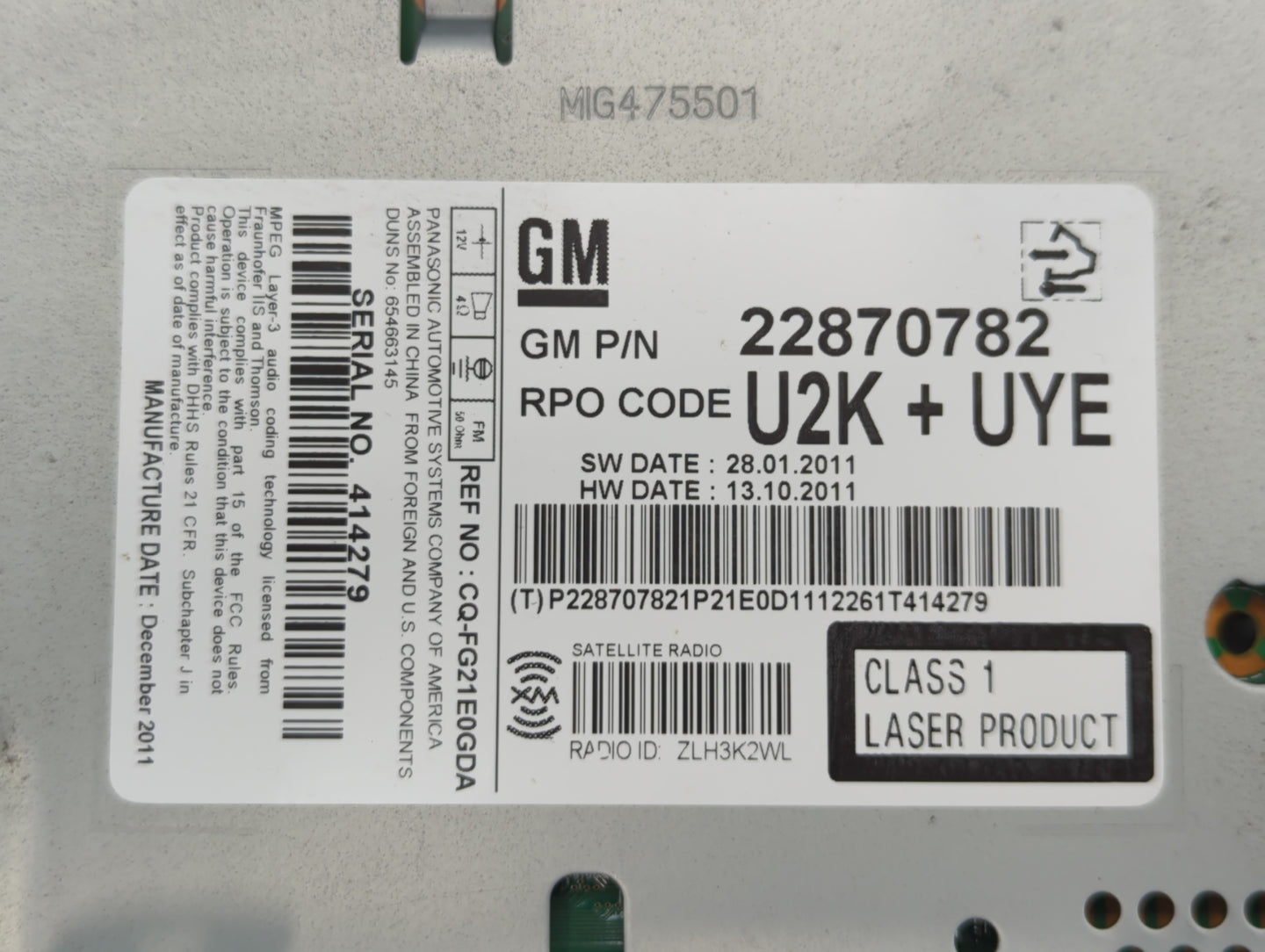 2012-2012 Chevrolet Equinox Am Fm Cd Player Radio Receiver - Oemusedautoparts1.com