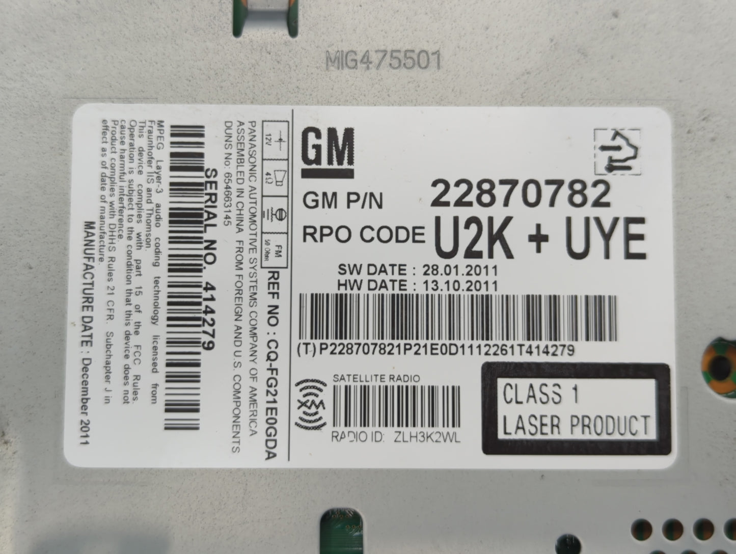 2012-2012 Chevrolet Equinox Am Fm Cd Player Radio Receiver - Oemusedautoparts1.com