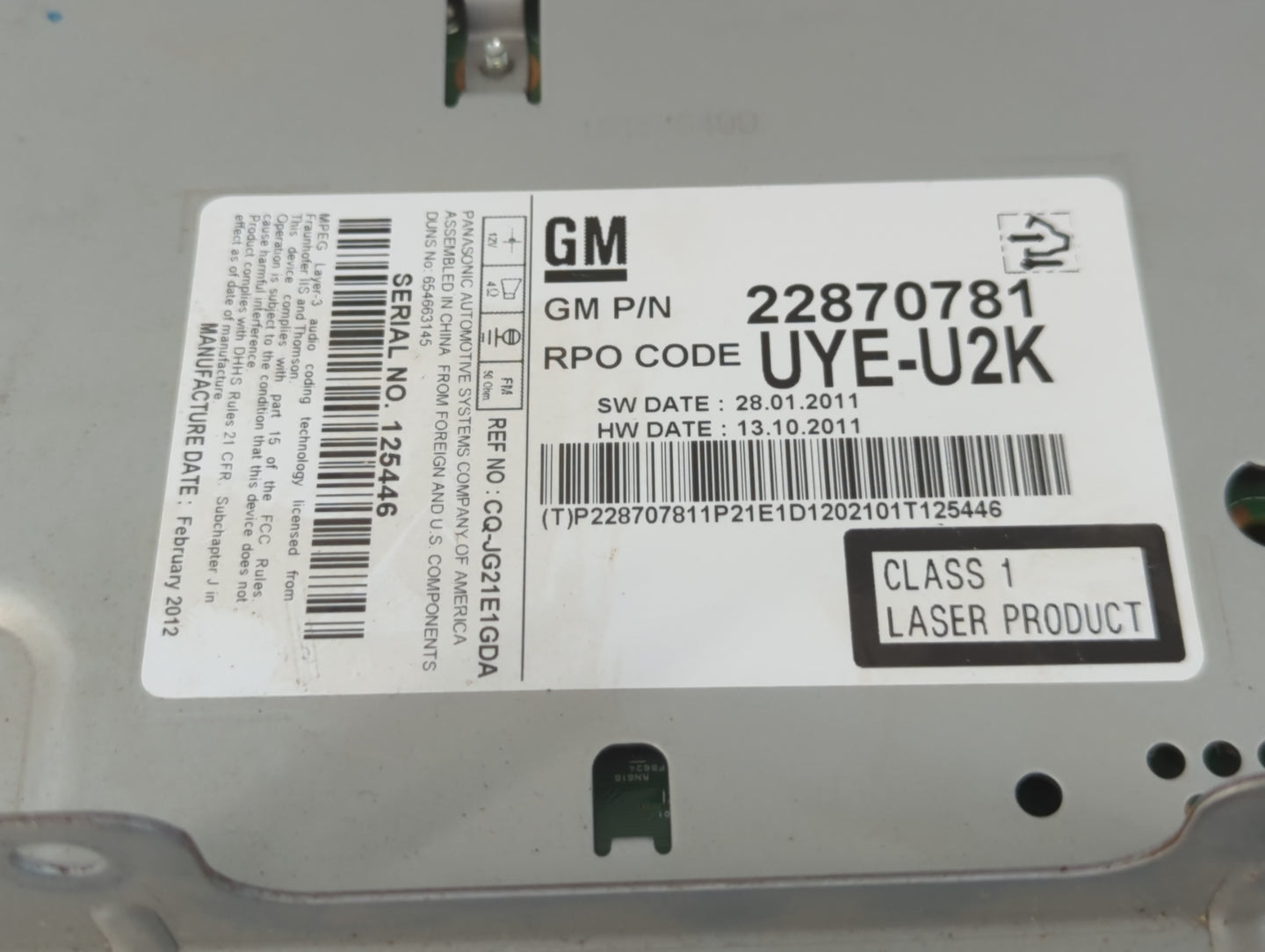 2011-2012 Chevrolet Equinox Radio AM FM Cd Player Receiver Replacement P/N:22870781 Fits Fits 2010 2011 2012 OEM Used Auto P