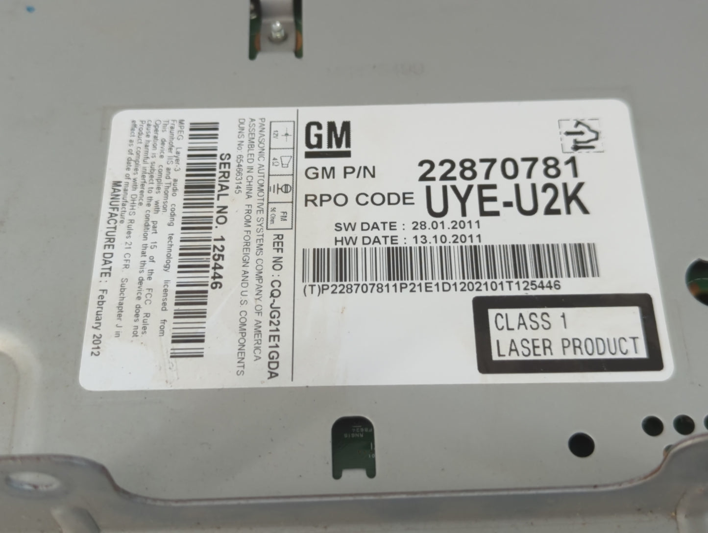 2011-2012 Chevrolet Equinox Radio AM FM Cd Player Receiver Replacement P/N:22870781 Fits Fits 2010 2011 2012 OEM Used Auto P
