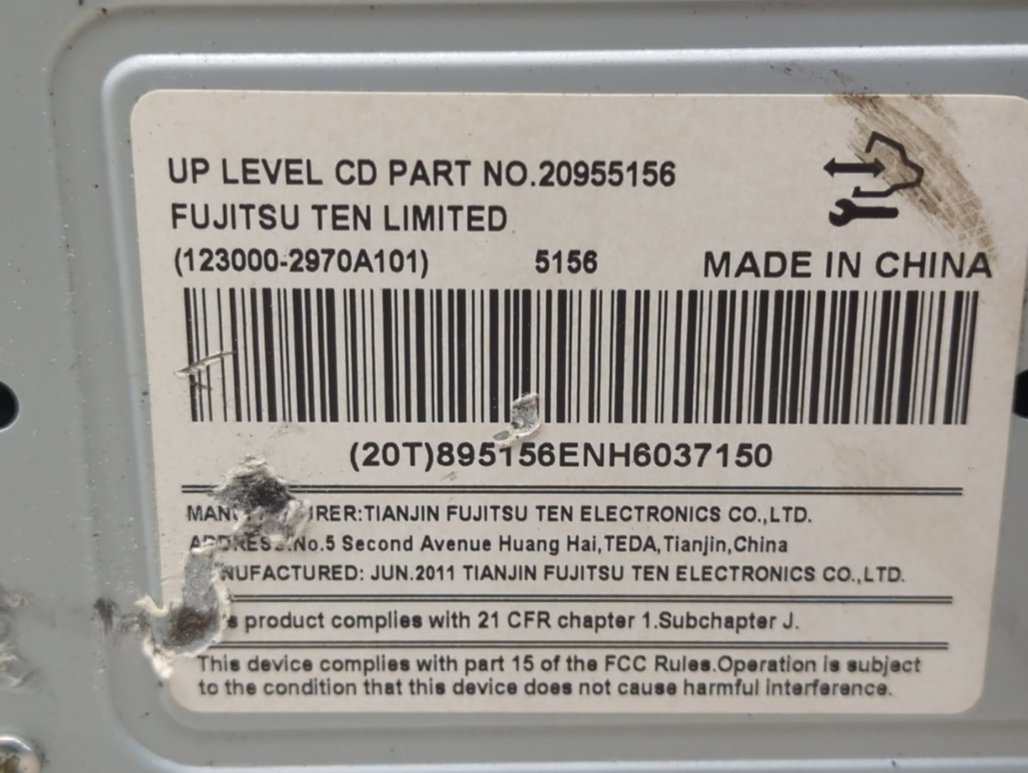 2011-2012 Chevrolet Impala Radio AM FM Cd Player Receiver Replacement P/N:20955156 123000-2970A101 Fits Fits 2011 2012 OEM U
