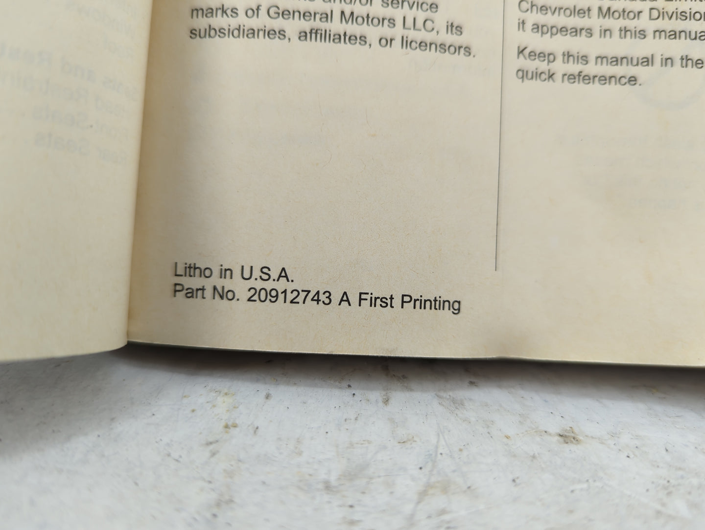 2012 Chevrolet Malibu Owners Manual Book Guide P/N:20912743 OEM Used Auto Parts - Oemusedautoparts1.com