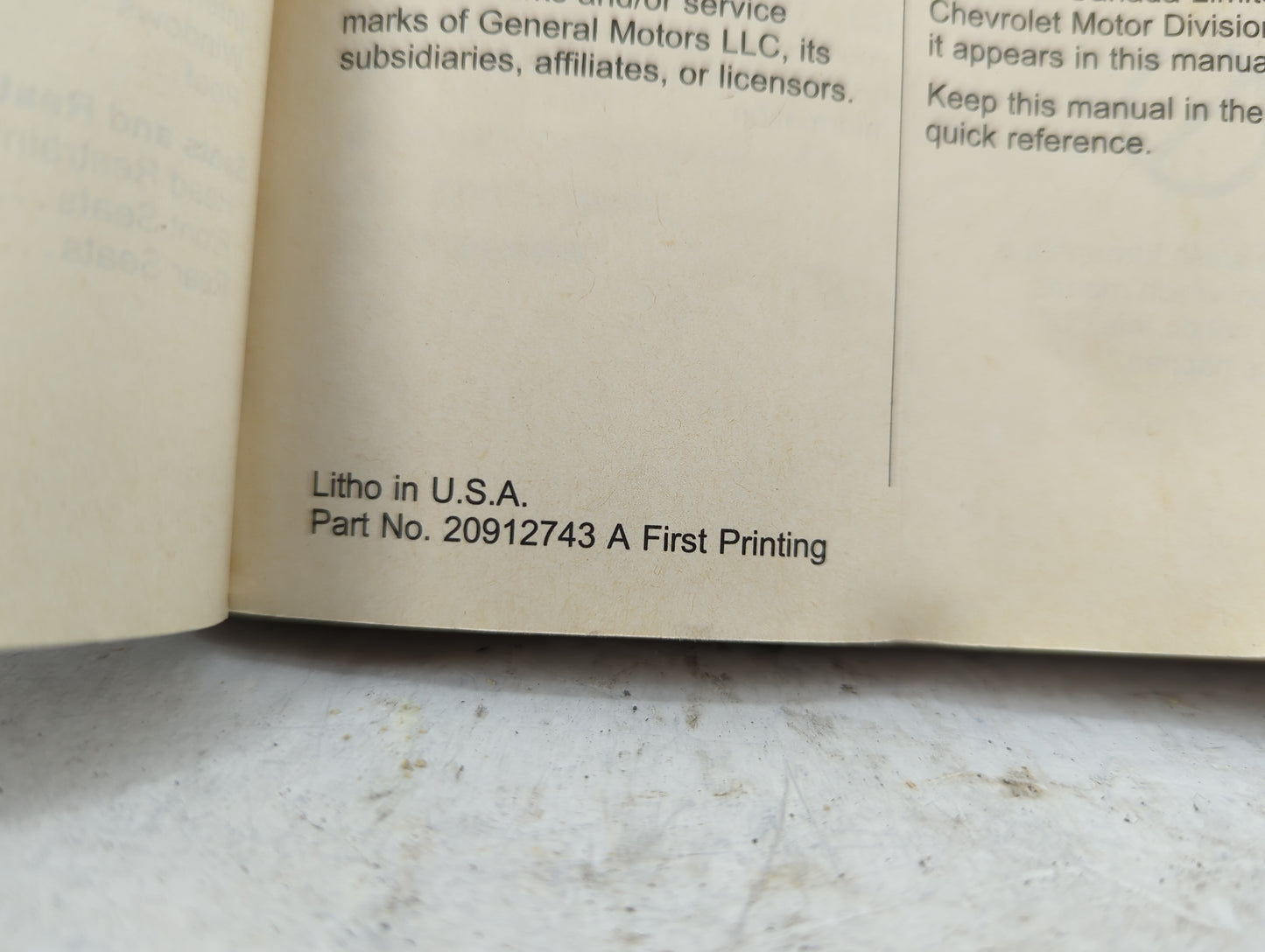 2012 Chevrolet Malibu Owners Manual Book Guide P/N:20912743 OEM Used Auto Parts - Oemusedautoparts1.com