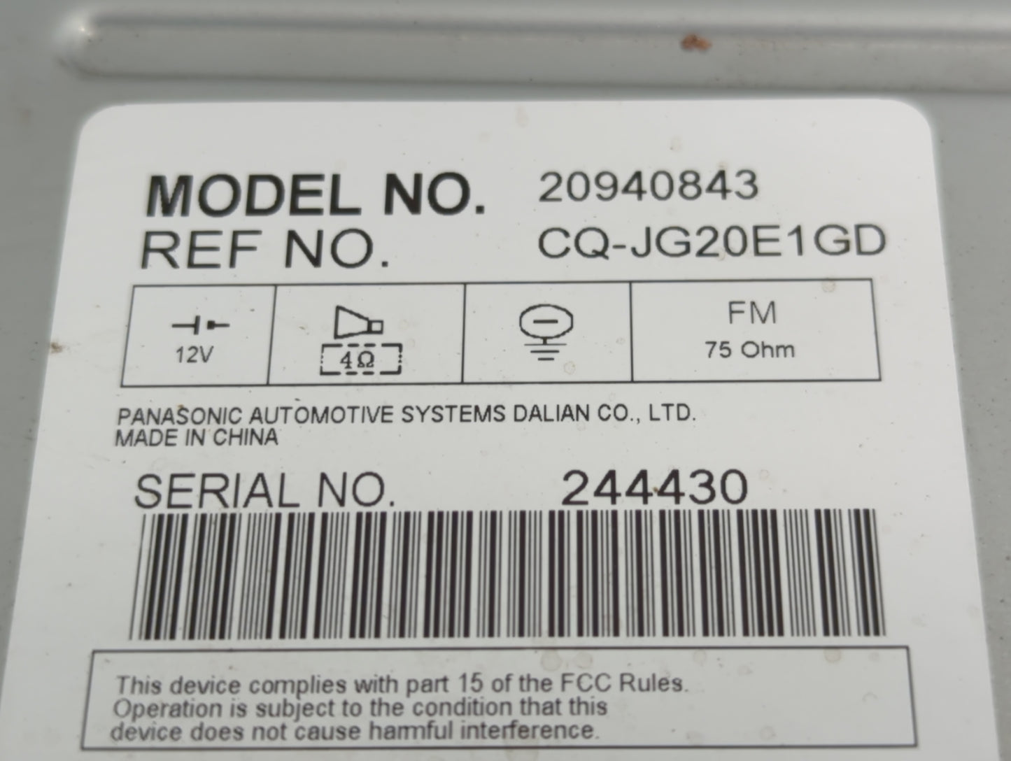 2009-2012 Chevrolet Malibu Radio AM FM Cd Player Receiver Replacement P/N:20940843 Fits Fits 2009 2010 2011 2012 OEM Used Au